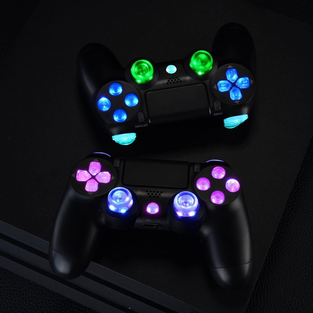 PS4 for Home Retail 2.0) Thumbstick Trigger Face - LED Controller, (DTF D-pad Luminated Slim Included Kit Pro – Buttons for PS4 DTFS Multi-Colors eXtremeRate Controller CUH-ZCT2 NOT eXtremeRate Controller