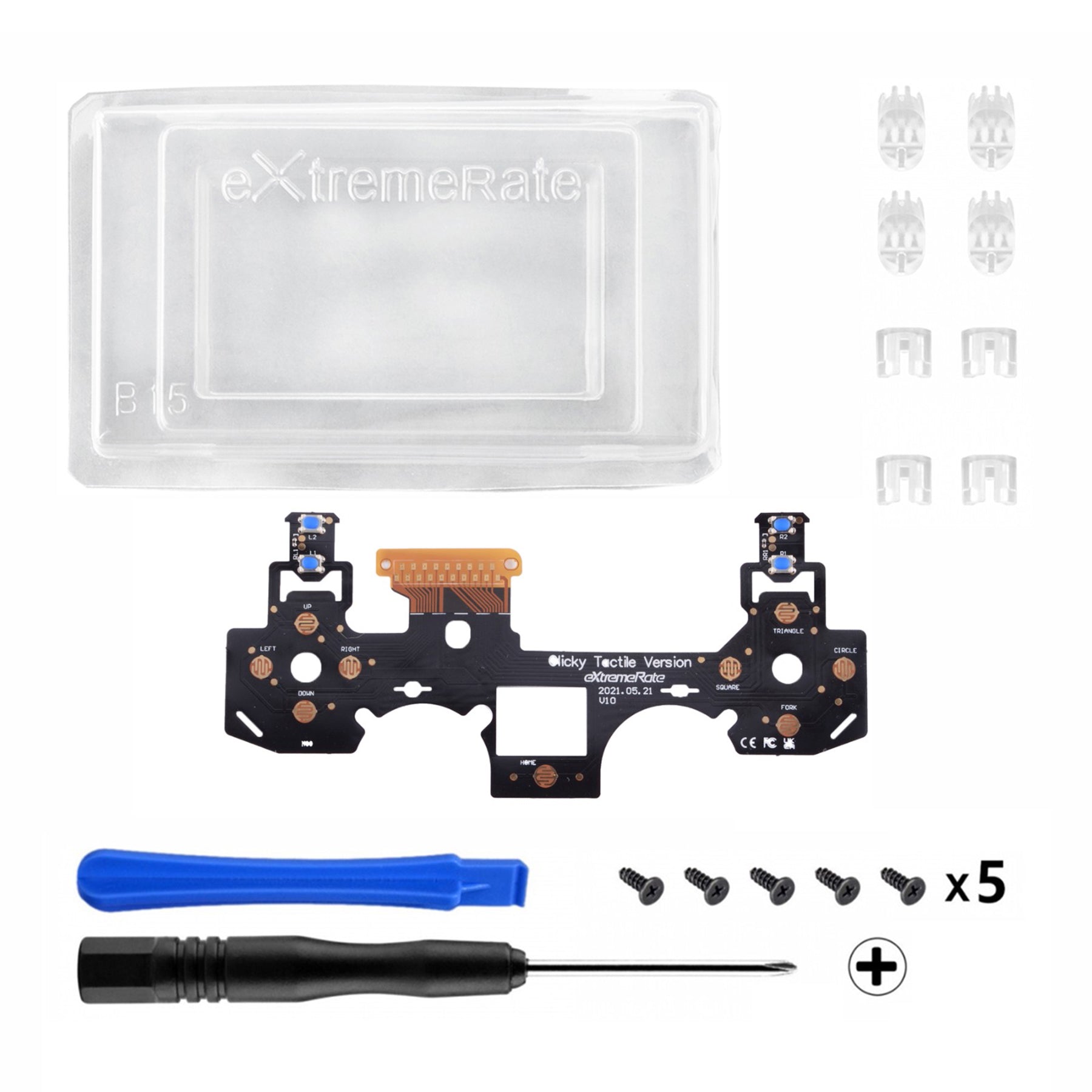 eXtremeRate Retail Tactile Version Clicky Hair Trigger Kit for ps4 Controller Shoulder Buttons, Custom Tactile Bumper Trigger Buttons for ps4 Slim Pro Controller, Mouse Click Kit for ps4 Controller CUH-ZCT2 JDM-040/050/055 - P4MD002