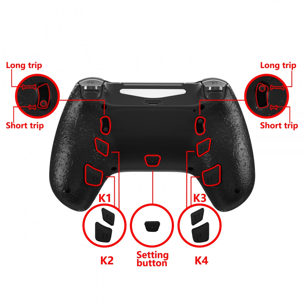 eXtremeRate Retail Scarlet Red DECADE Tournament Controller (DTC) Upgrade Kit for ps4 Controller JDM-040/050/055, Upgrade Board & Ergonomic Shell & Back Buttons & Trigger Stops - Controller NOT Included - P4MG001
