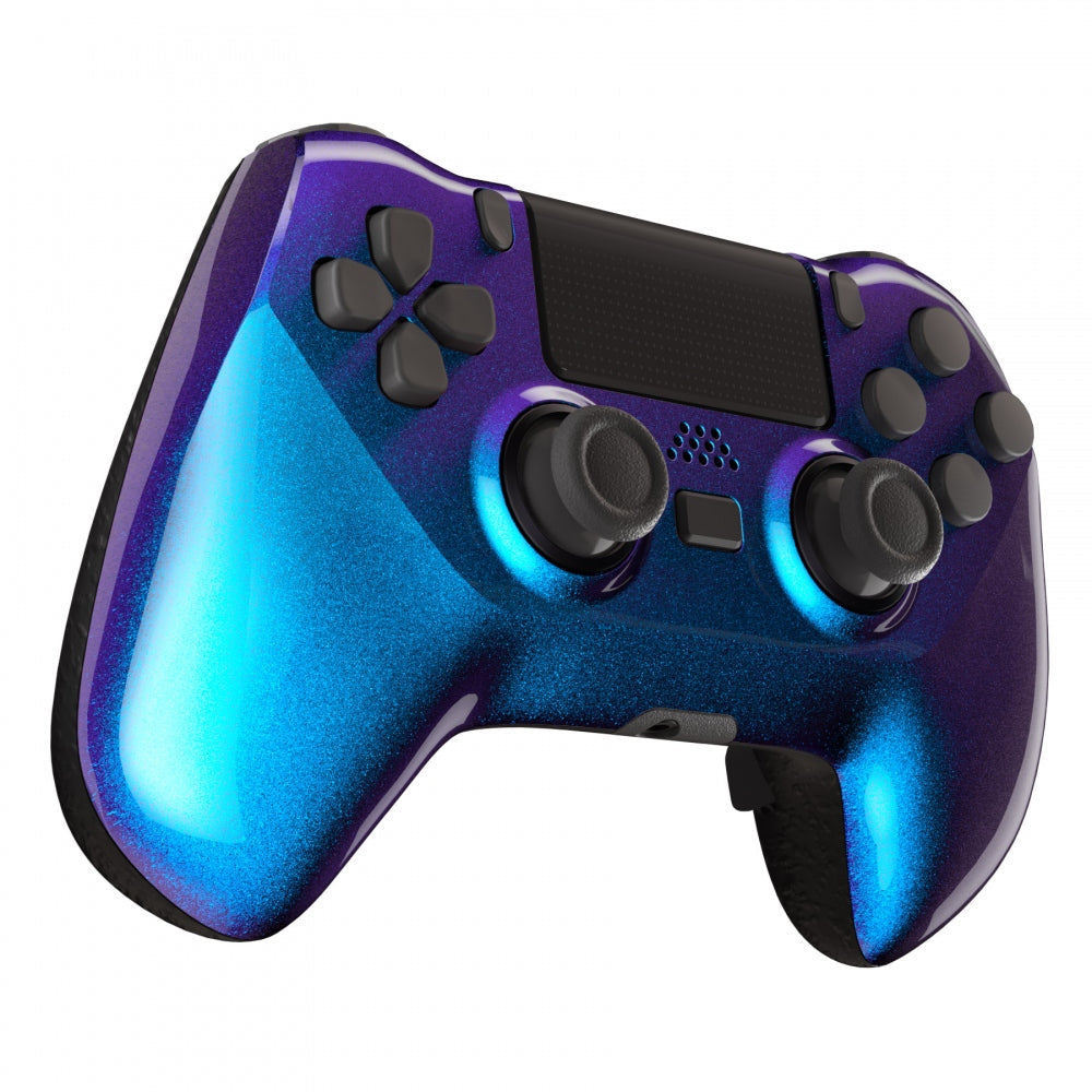 eXtremeRate Retail Chameleon Purple Blue DECADE Tournament Controller (DTC) Upgrade Kit for ps4 Controller JDM-040/050/055, Upgrade Board & Ergonomic Shell & Back Buttons & Trigger Stops - Controller NOT Included - P4MG004