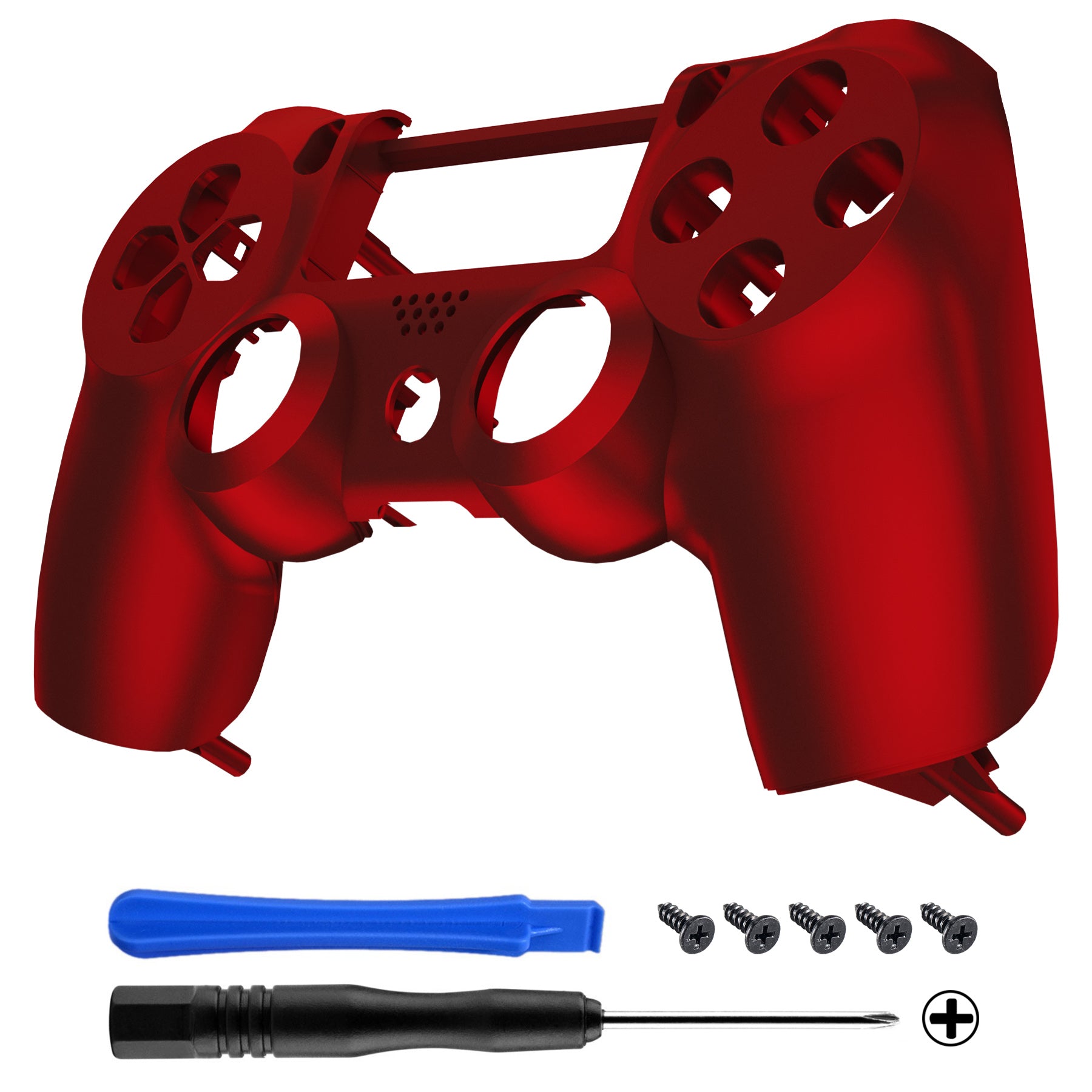 eXtremeRate Retail Red Soft Touch Face Plate Front Shell Custom Kits for ps4 Controller - P4MSF01