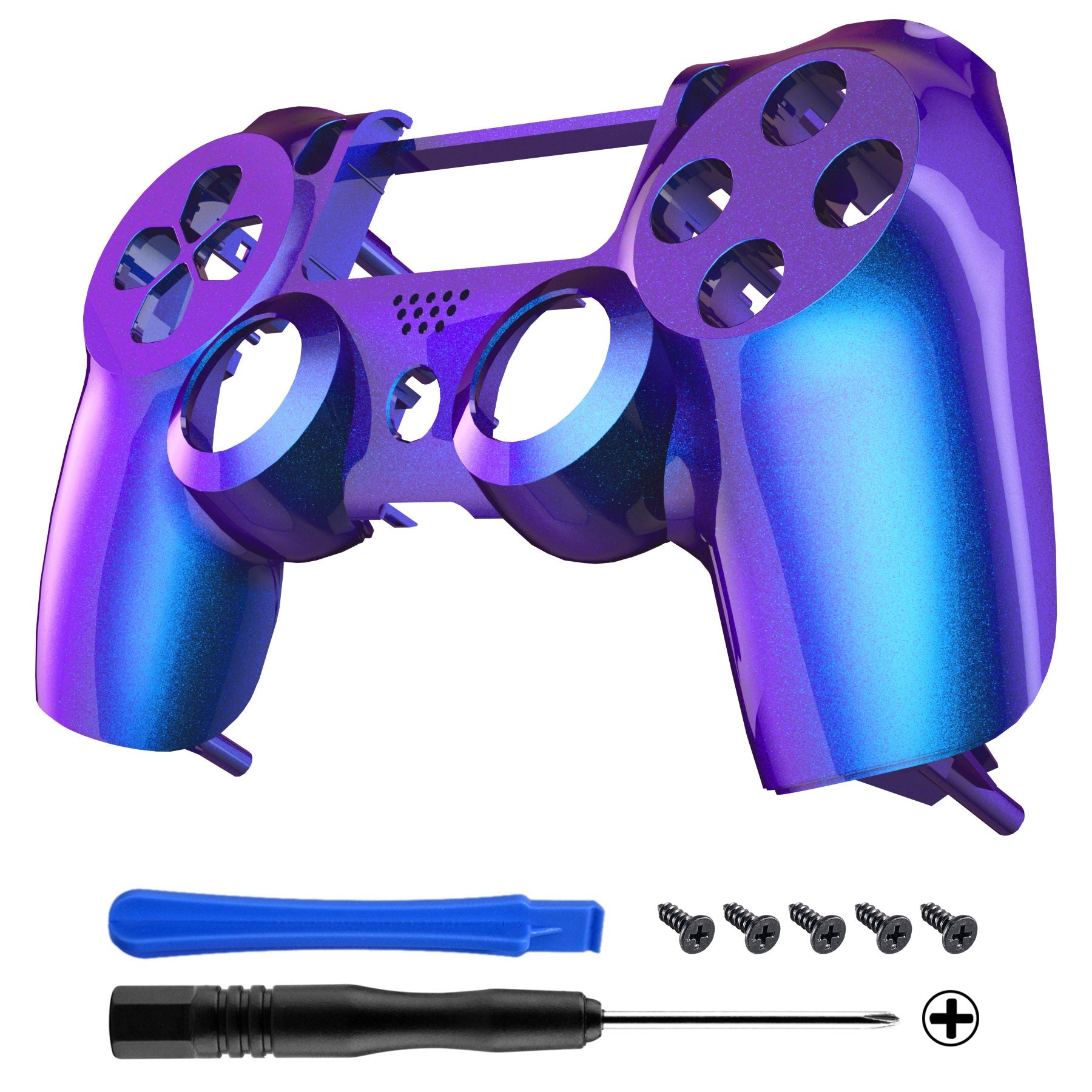 eXtremeRate Retail Chameleon Purple and Blue Face Plate Front Shell Custom Kits for ps4 Controller - P4MSF16