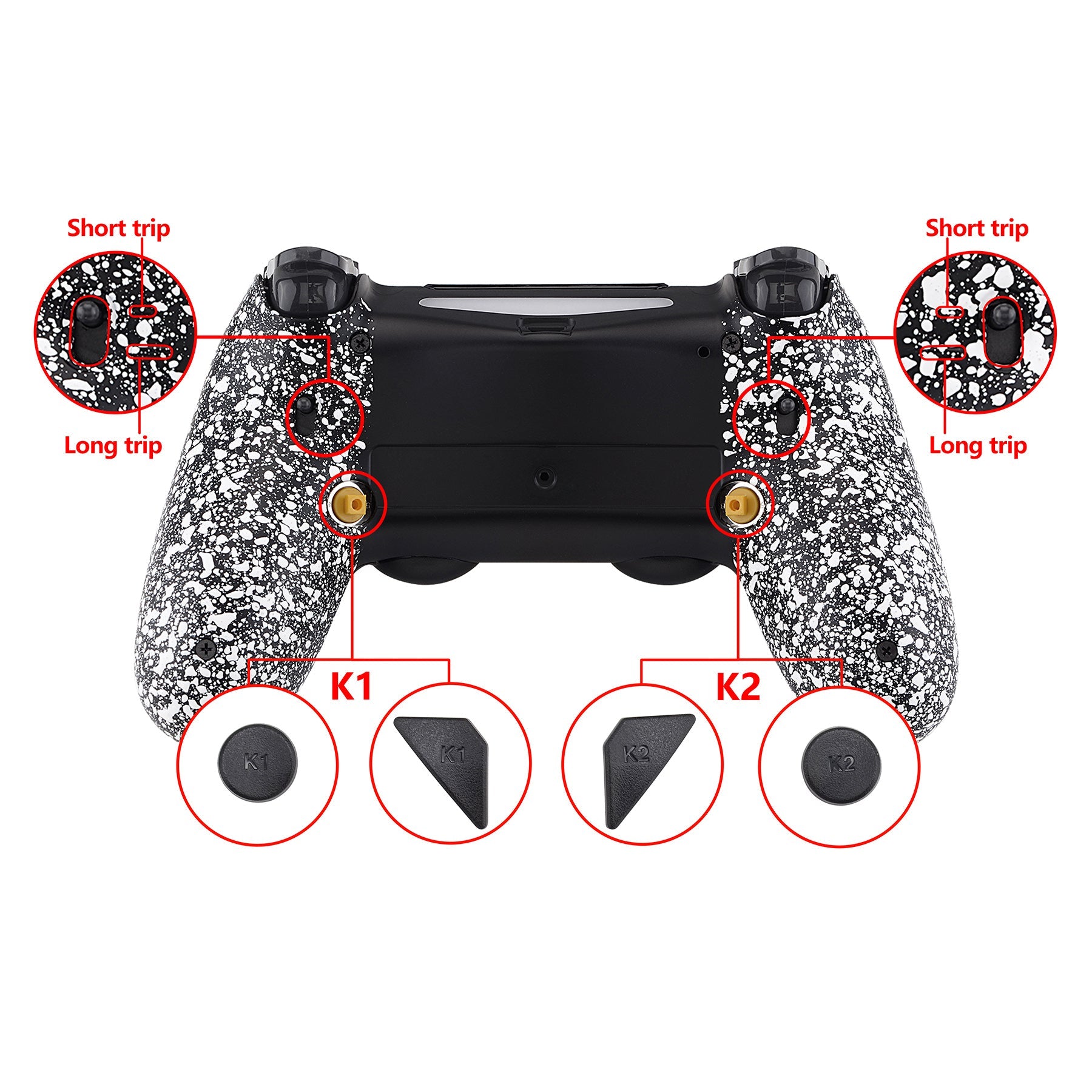 eXtremeRate Dawn 2.0 FlashShot Trigger Stop Remap Kit for PS4 Controller  JDM 040/050/055 - Textured White