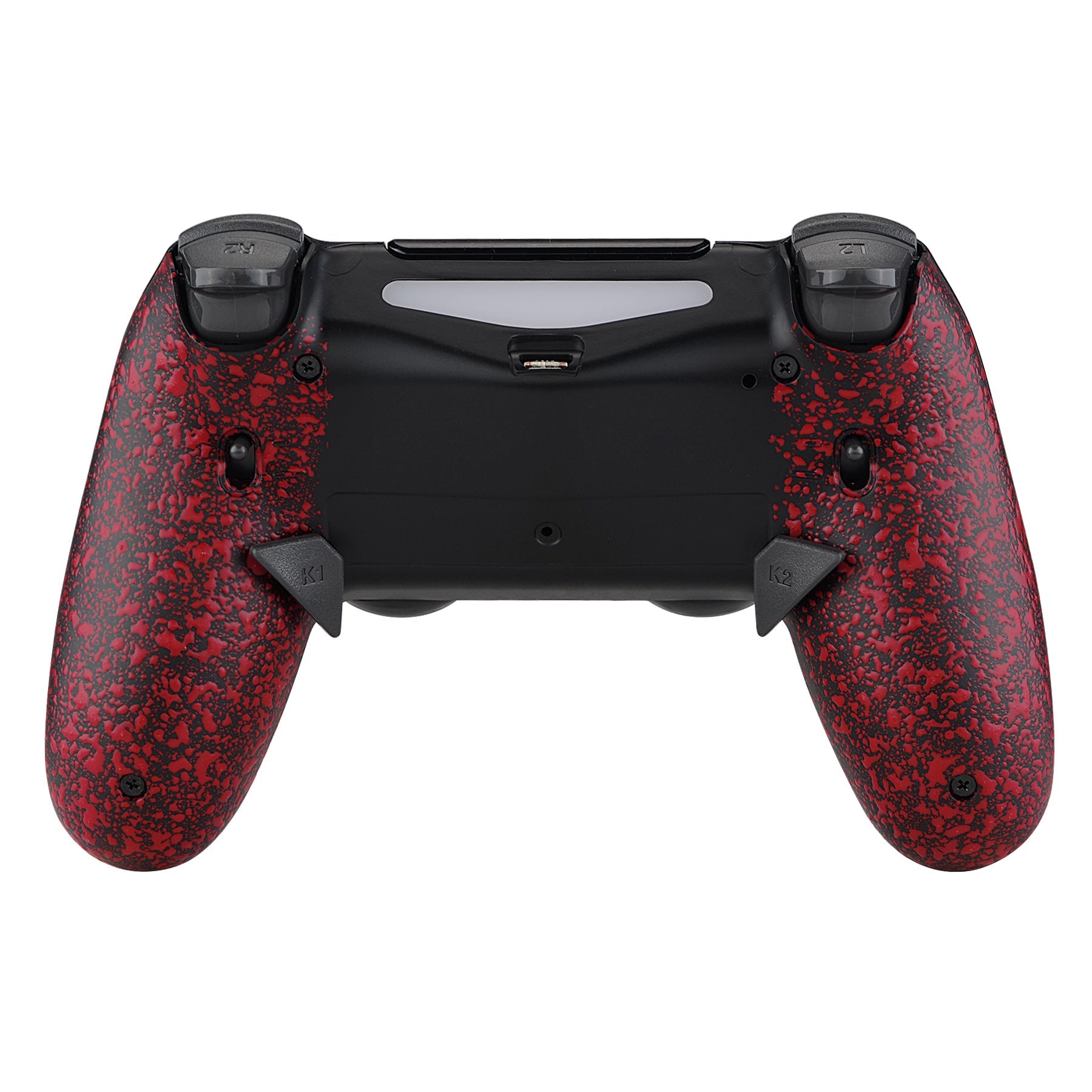 eXtremeRate Retail Textured Red Dawn 2.0 FlashShot Trigger Stop Remap Kit for ps4 CUH-ZCT2 Controller, Part & Back Shell & 2 Back Buttons & 2 Trigger Lock for ps4 Controller JDM 040/050/055 - P4QS003