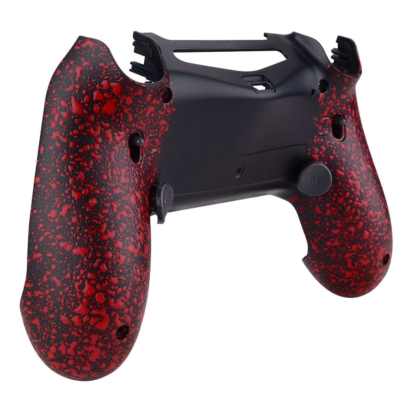 eXtremeRate Retail Textured Red Dawn 2.0 FlashShot Trigger Stop Remap Kit for ps4 CUH-ZCT2 Controller, Part & Back Shell & 2 Back Buttons & 2 Trigger Lock for ps4 Controller JDM 040/050/055 - P4QS003