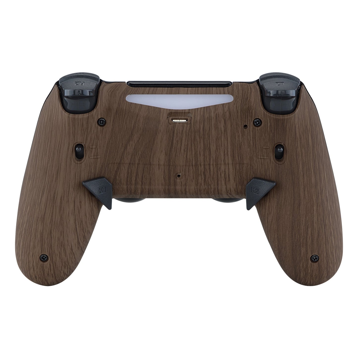eXtremeRate Retail Wood Grain Dawn 2.0 FlashShot Trigger Stop Remap Kit for ps4 CUH-ZCT2 Controller, Part & Back Shell & 2 Back Buttons & 2 Trigger Lock for ps4 Controller JDM 040/050/055 - P4QS011
