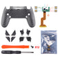 eXtremeRate Retail Black Silver Carbon Fiber Patterned Dawn Remappable Remap Kit with Redesigned Back Shell & 4 Back Buttons for ps4 Controller JDM 040/050/055 - P4RM003