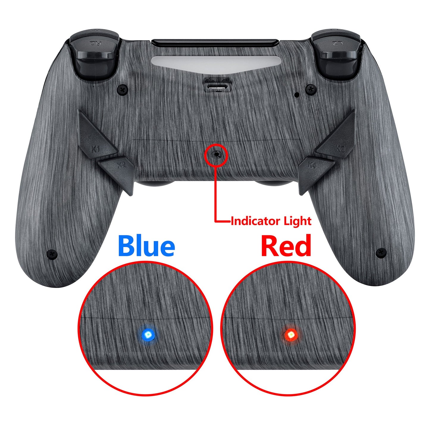 eXtremeRate Retail Brushed Silver Patterned Dawn Remappable Remap Kit with Redesigned Back Shell & 4 Back Buttons for ps4 Controller JDM 040/050/055 - P4RM005