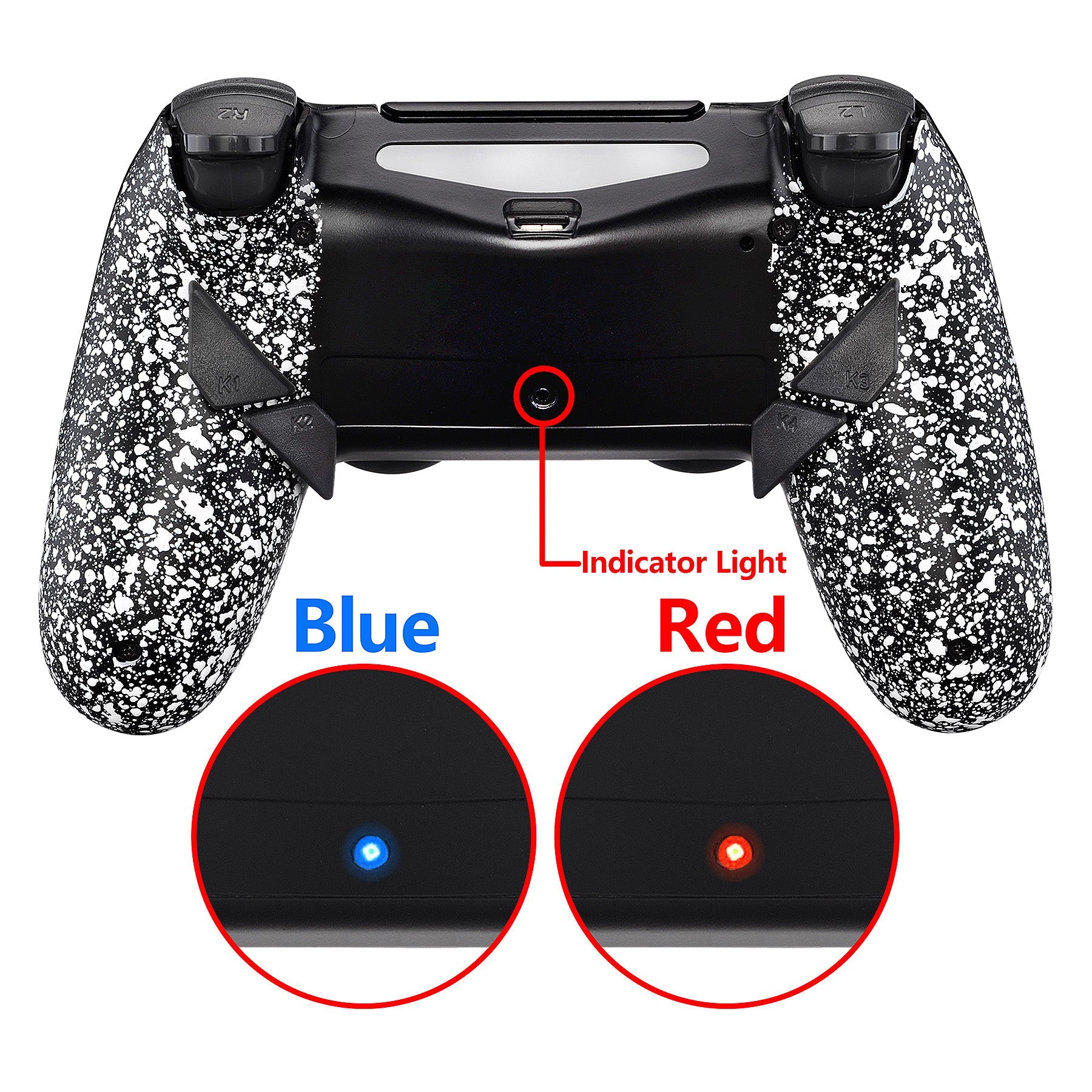 eXtremeRate Retail Textured White Dawn Remappable Remap Kit with Redesigned Back Shell & 4 Back Buttons for ps4 Controller JDM 040/050/055 - P4RM007