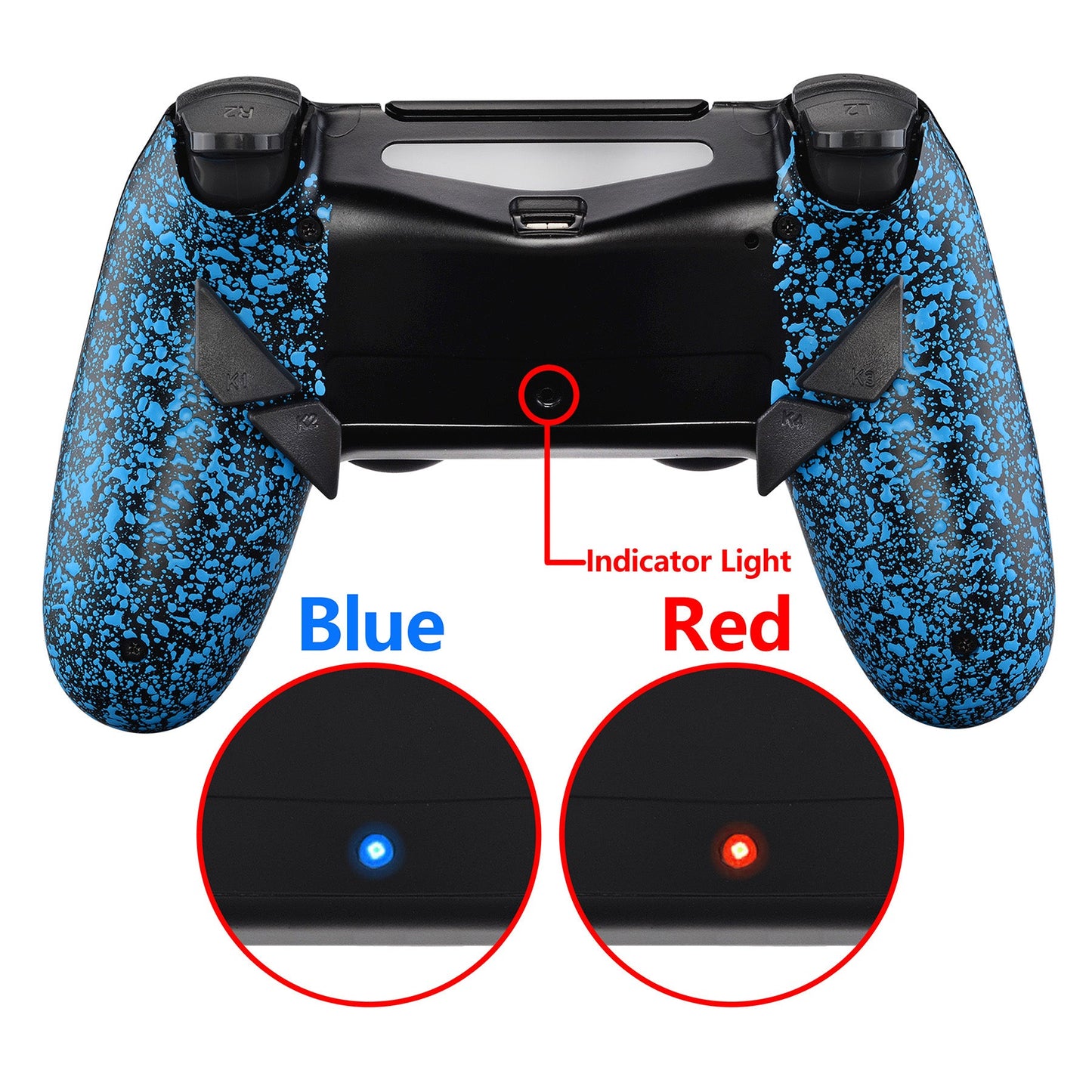 eXtremeRate Retail Textured Blue Dawn Remappable Remap Kit with Redesigned Back Shell & 4 Back Buttons for ps4 Controller JDM 040/050/055 - P4RM008