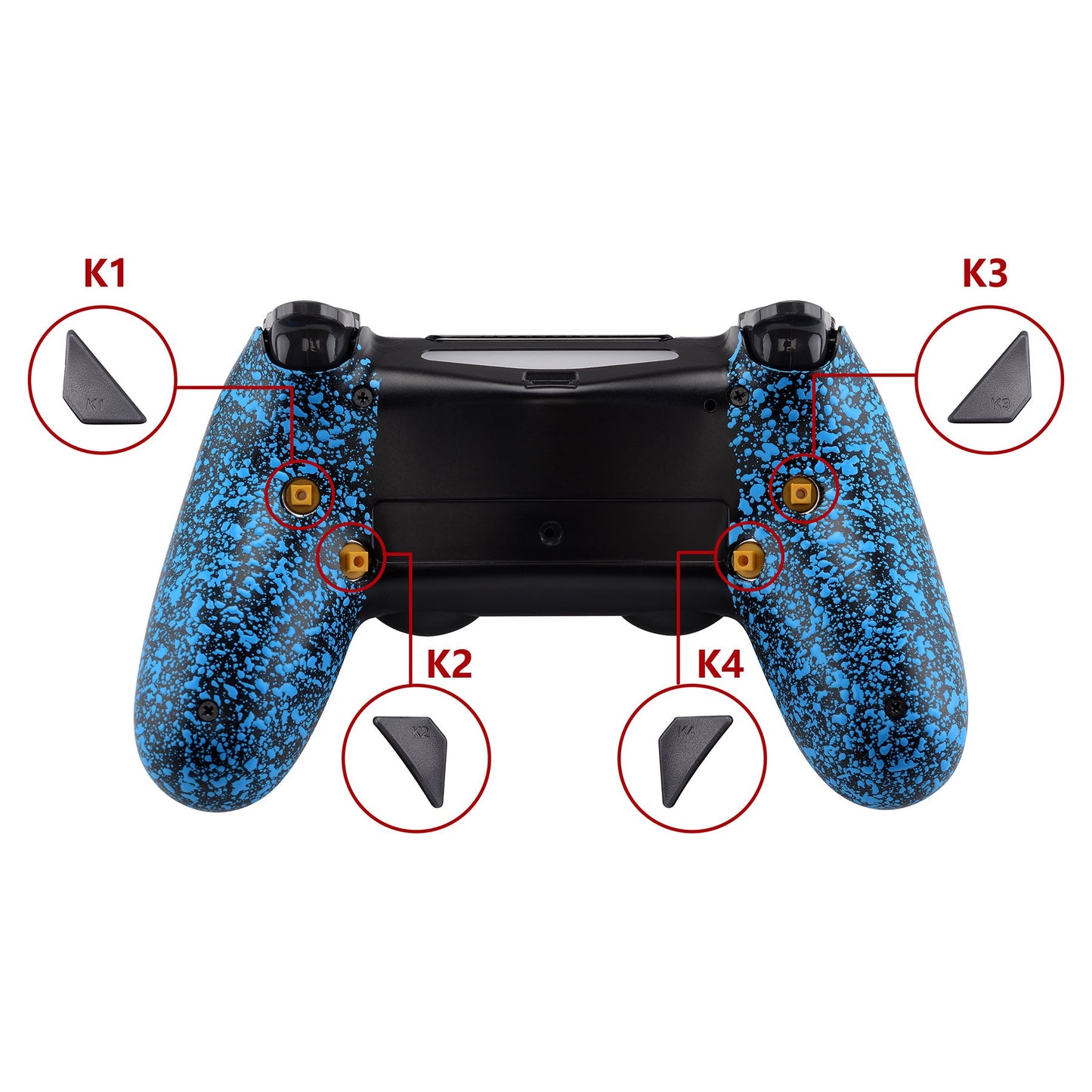 eXtremeRate Retail Textured Blue Dawn Remappable Remap Kit with Redesigned Back Shell & 4 Back Buttons for ps4 Controller JDM 040/050/055 - P4RM008