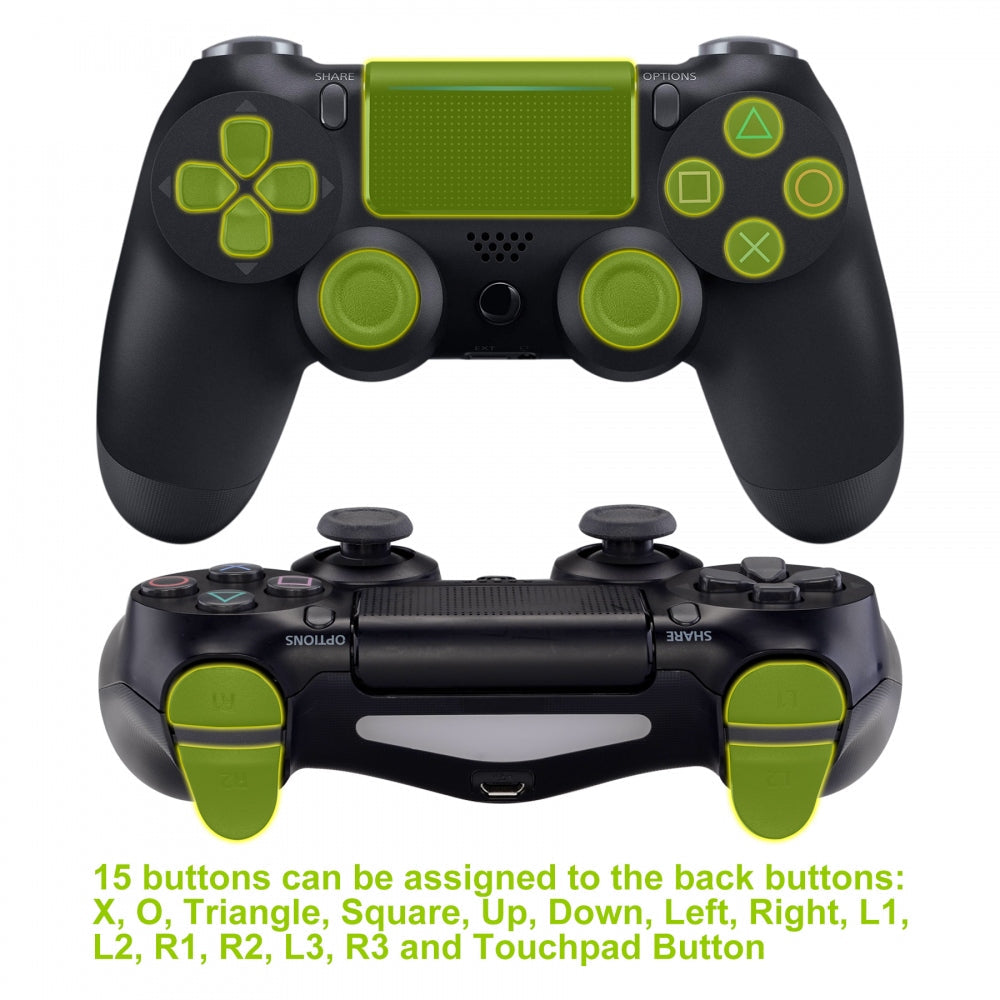 eXtremeRate Retail Textured Green Dawn Remappable Remap Kit with Redesigned Back Shell & 4 Back Buttons for ps4 Controller JDM 040/050/055 - P4RM010