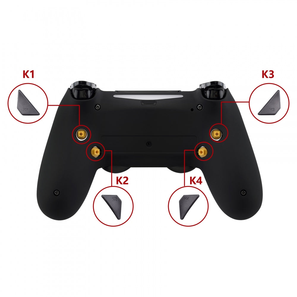 eXtremeRate Retail Soft Touch Black Dawn Remappable Remap Kit with Redesigned Back Shell & 4 Back Buttons for ps4 Controller JDM 040/050/055 - P4RM011