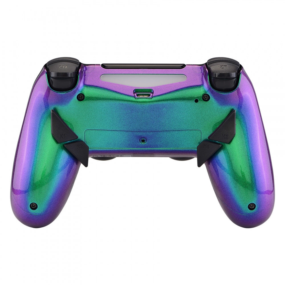 eXtremeRate Retail Chameleon Purple Green Blue Remappable Remap Kit with Redesigned Back Shell & 4 Back Buttons for ps4 Controller JDM 040/050/055 - P4RM013