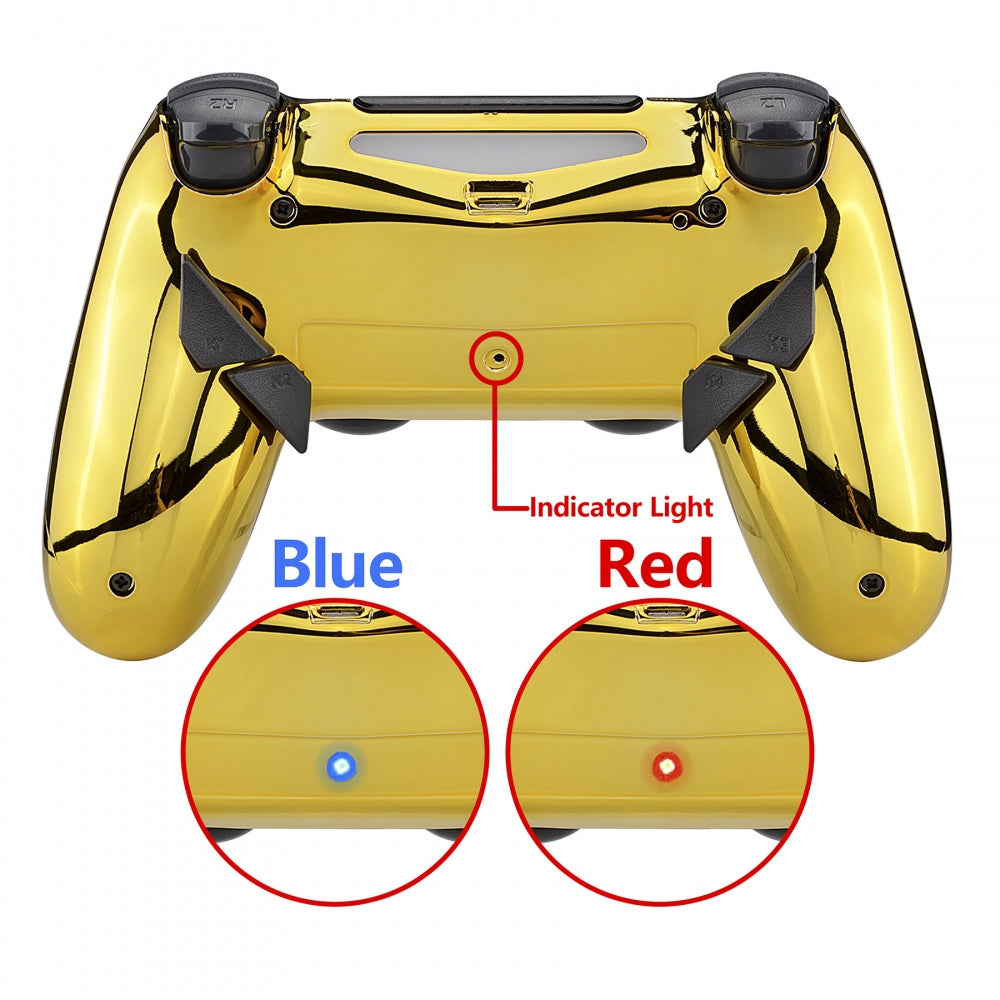 eXtremeRate Retail Chrome Gold Dawn Remappable Remap Kit for ps4 Controller with Kit & Redesigned Back Shell & 4 Back Buttons - Compatible with JDM-040/050/055 - P4RM016