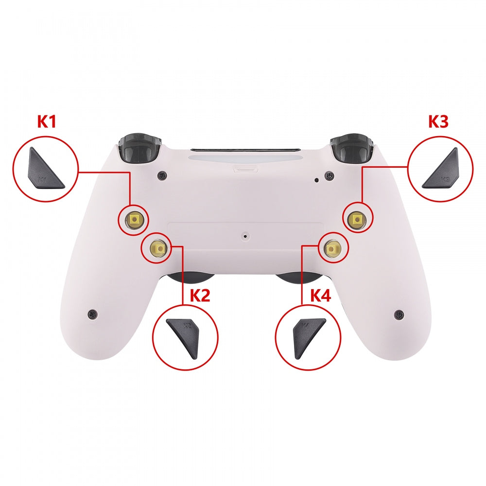 eXtremeRate Retail Cherry Blossoms Pink Dawn Remappable Remap Kit for ps4 Controller with Kit & Redesigned Back Shell & 4 Back Buttons - Compatible with JDM-040/050/055 - P4RM017