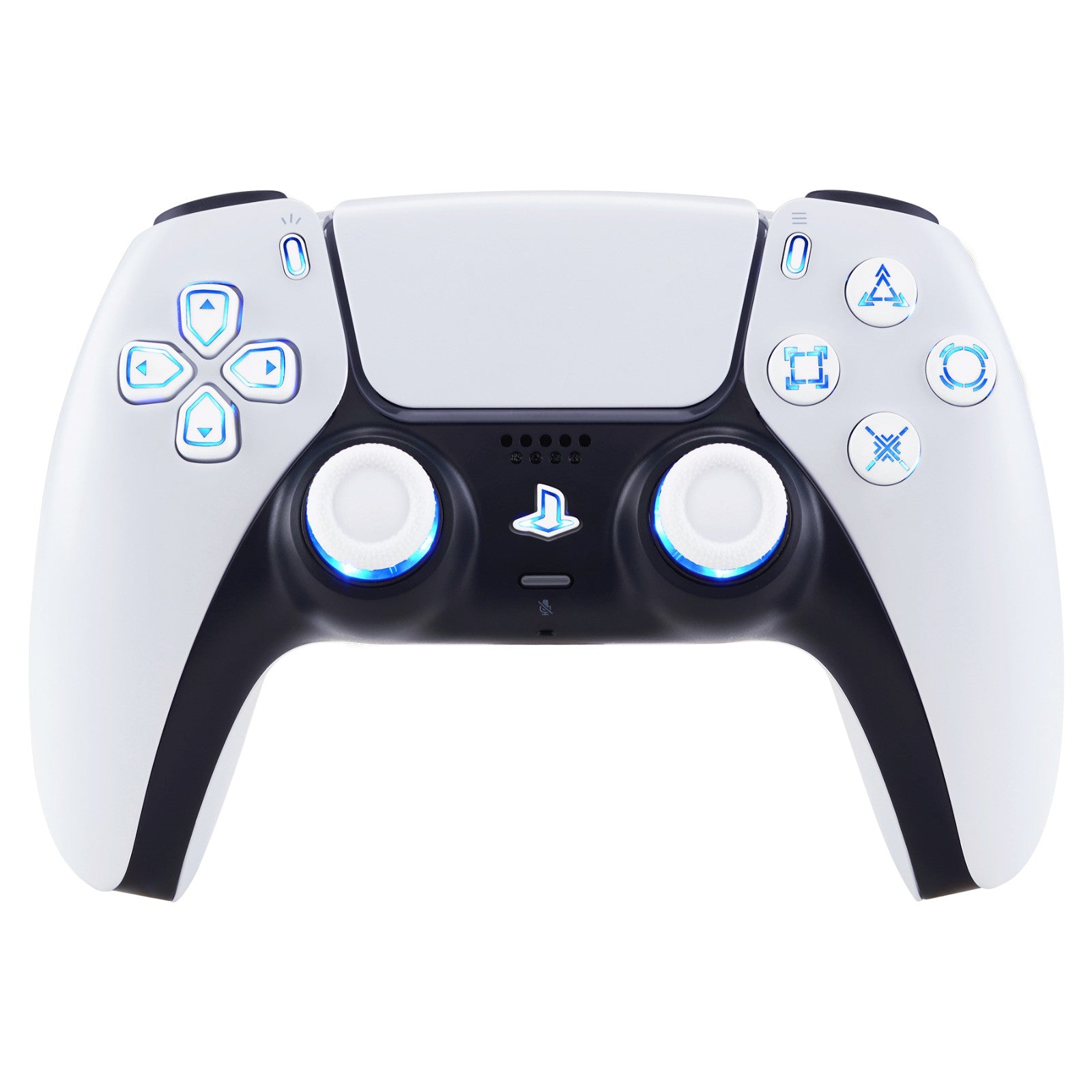 eXtremeRate Retail Multi-Colors Luminated Dpad Thumbstick Share Home Face Buttons for PS5 Controller, White Classical Symbols Buttons DTF V3 LED Kit for PS5 Controller - Controller NOT Included - PFLED06G2