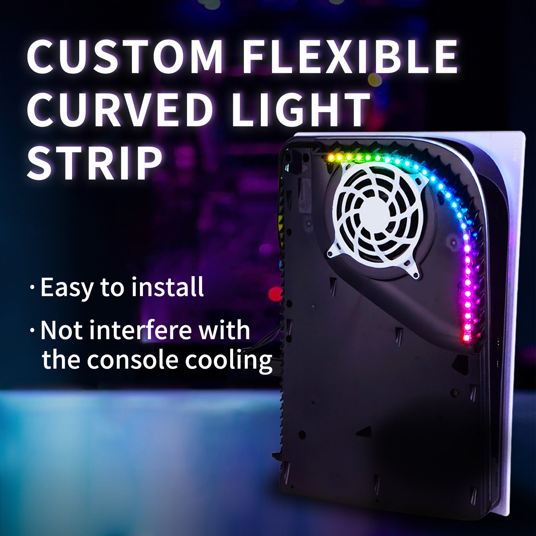 RGB LED Light Strip for PS5 Console 7 Colors 29 Effects DIY