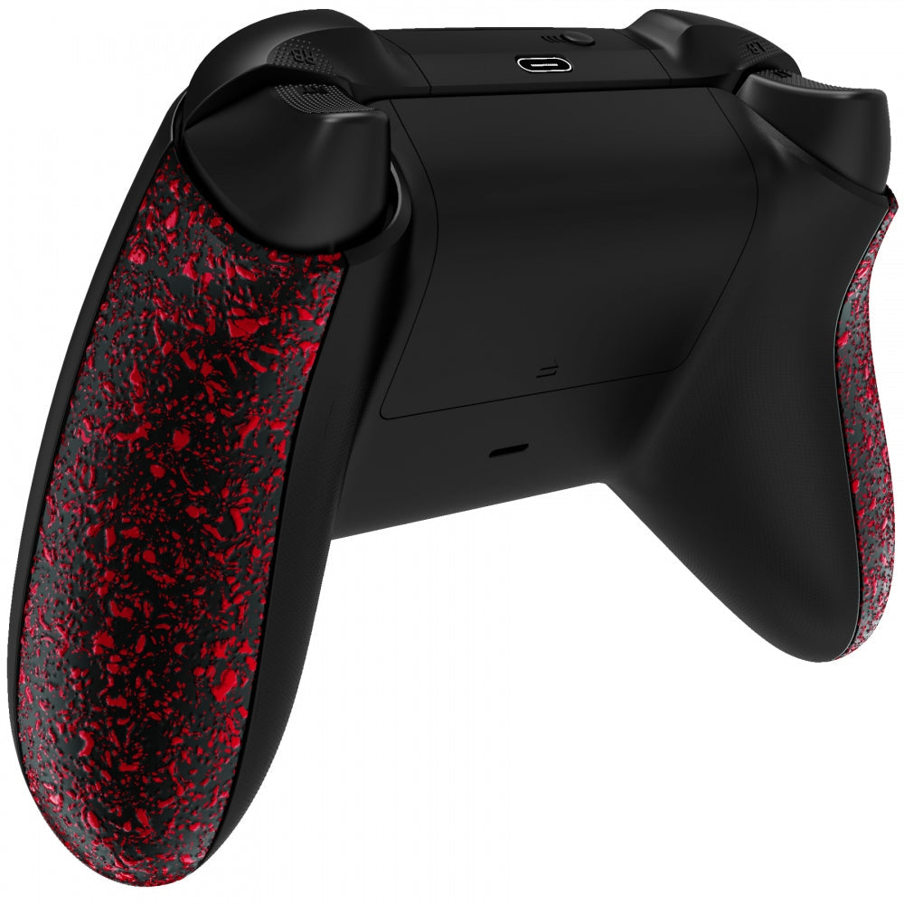 eXtremeRate Retail Textured Red Back Panels, Comfortable Non-Slip Side Rails, 3D Splashing Handles, Game Improvement Replacement Parts for Xbox Series X/S Controller - Controller NOT Included - PX3P342