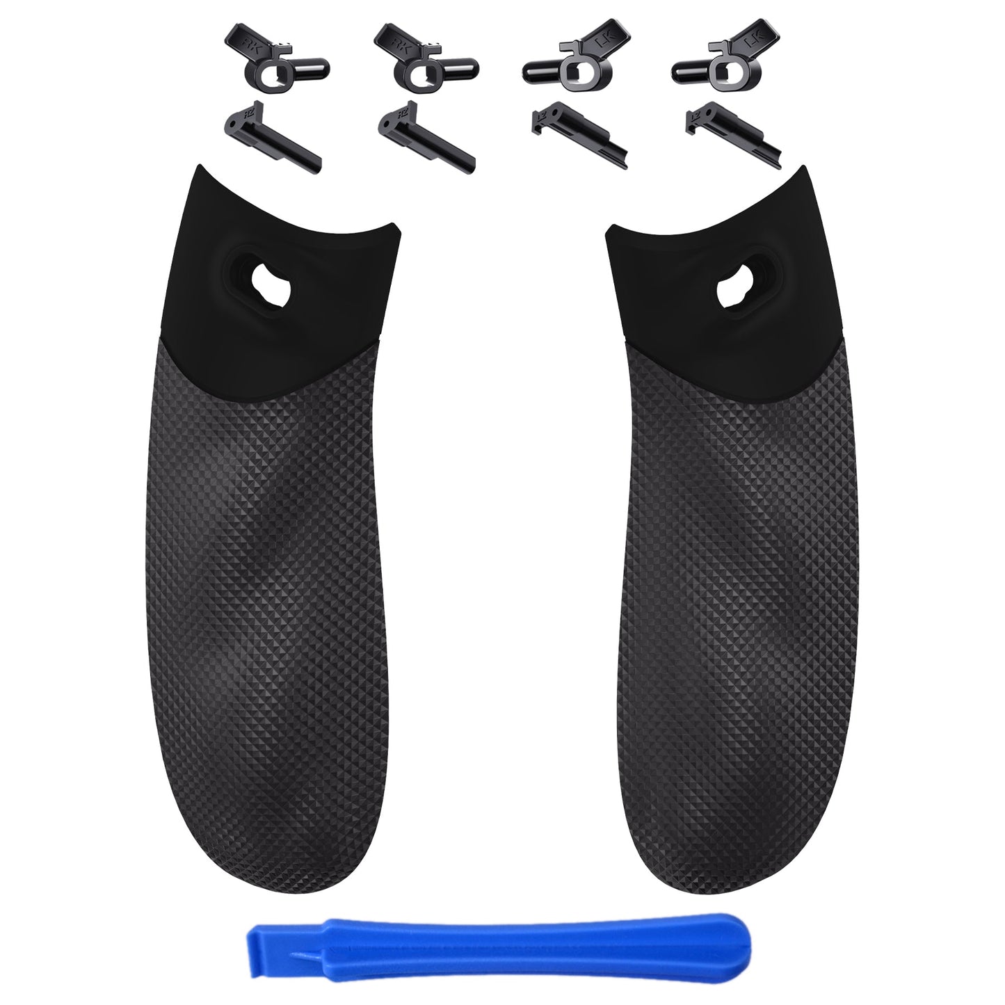 eXtremeRate Retail Black FLEXOR Rubberized Side Rails Grips Trigger Stop Kit for Xbox Series X/S Controller, Anti-Slip Ergonomic Trigger Stopper Handle Grips for Xbox Core Controller - Diamond Textured - PX3Q3001
