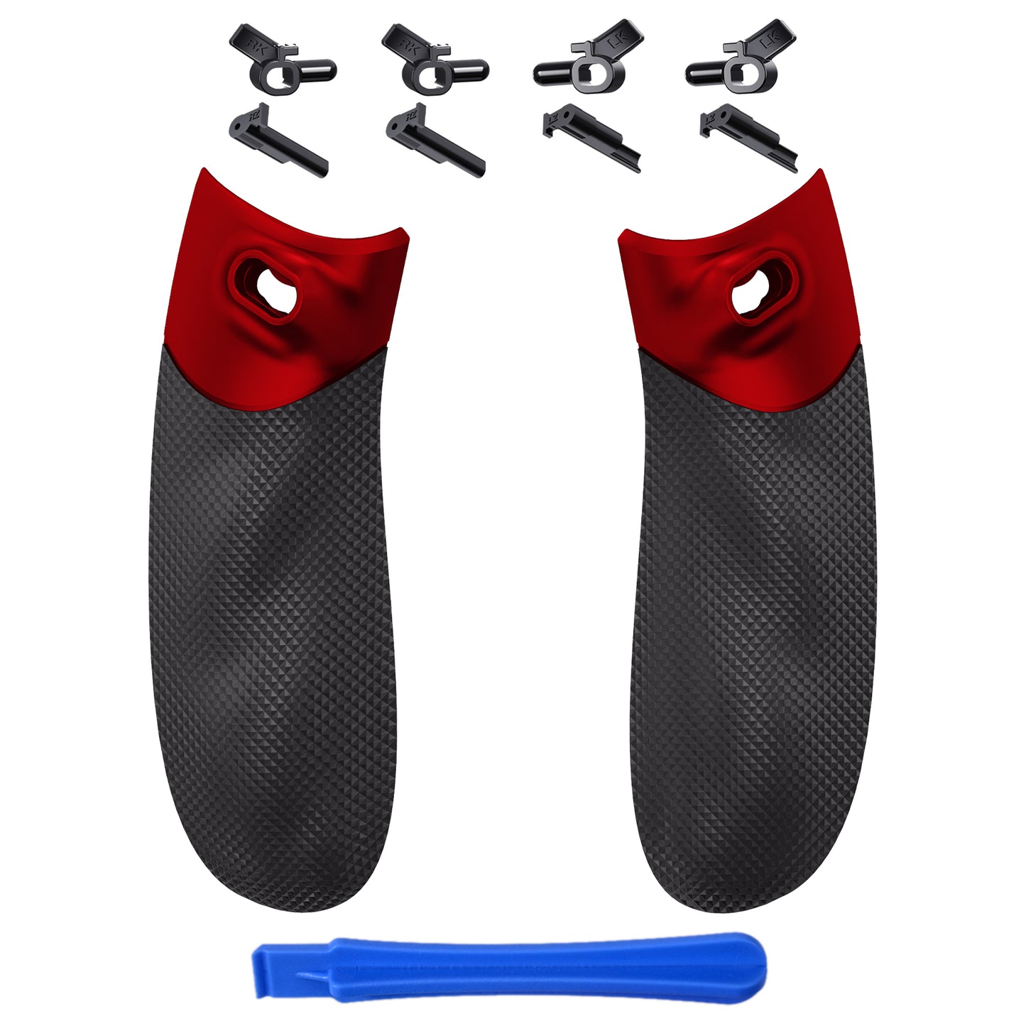 eXtremeRate Retail Scarlet Red FLEXOR Rubberized Side Rails Grips Trigger Stop Kit for Xbox Series X/S Controller, Anti-Slip Ergonomic Trigger Stopper Handle Grips for Xbox Core Controller - Diamond Textured - PX3Q3003