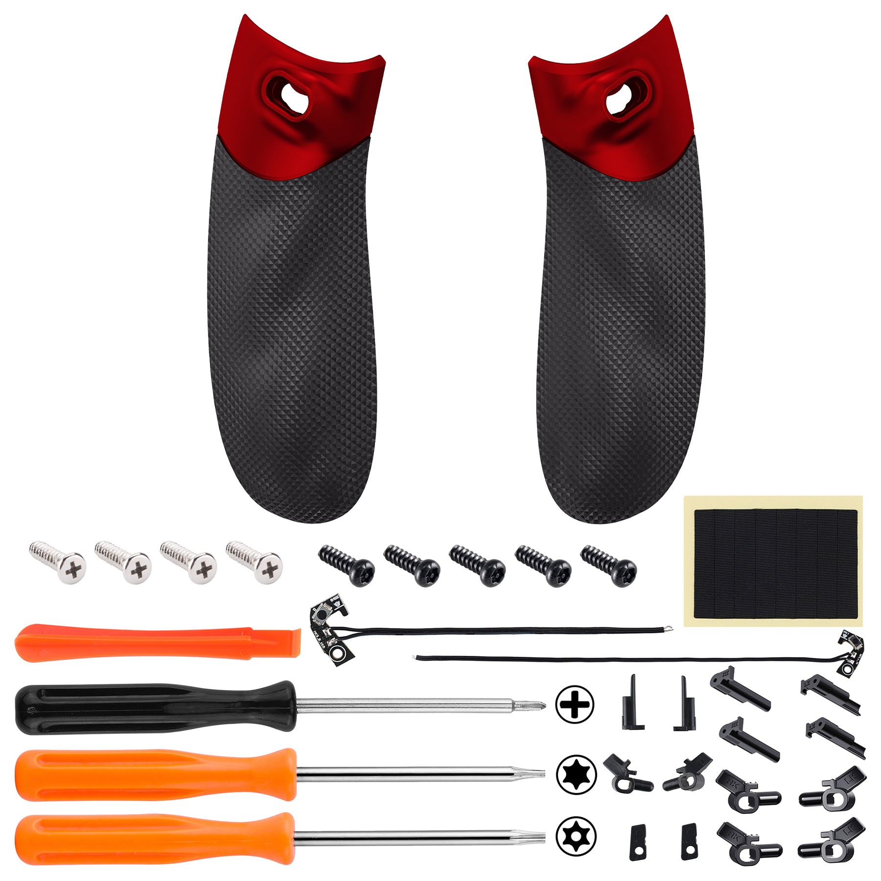 eXtremeRate Retail Flexor Clicky Rubberized Side Rail Grips Trigger Stop Kit for Xbox Series X & S Controller, Diamond Textured Scarlet Red Anti-Slip Ergonomic Trigger Stopper Handle Grips for Xbox Core Controller - PX3Q3003P
