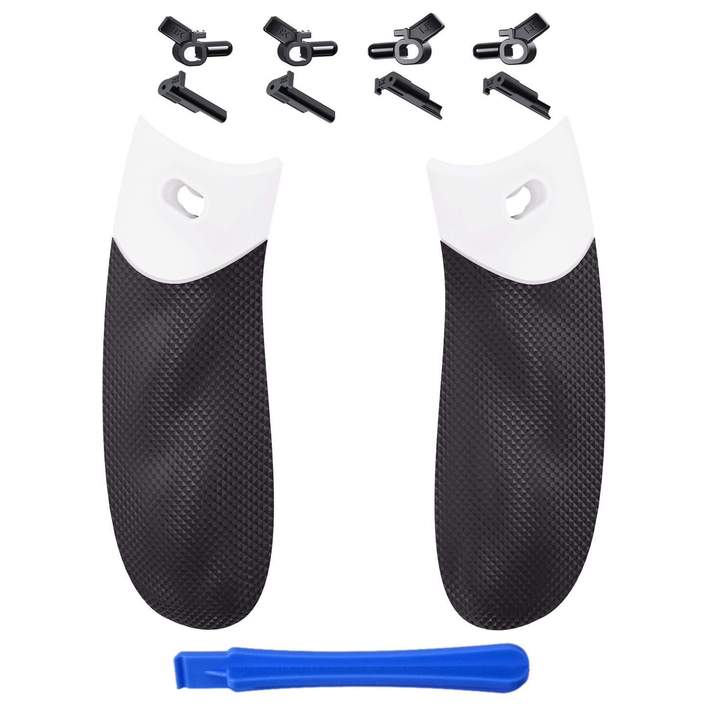 eXtremeRate Retail White FLEXOR Rubberized Side Rails Grips Trigger Stop Kit for Xbox Series X/S Controller, Anti-Slip Ergonomic Trigger Stopper Handle Grips for Xbox Core Controller - Diamond Textured - PX3Q3004