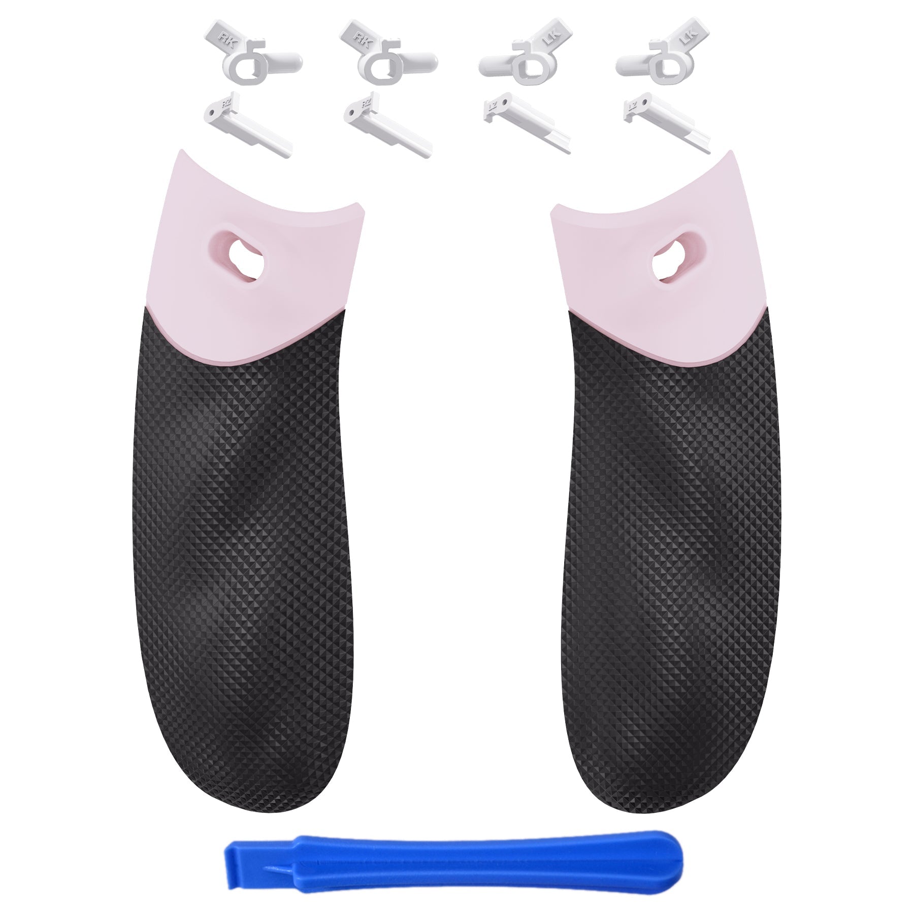 eXtremeRate Retail Cherry Blossoms Pink FLEXOR Rubberized Side Rails Grips Trigger Stop Kit for Xbox Series X/S Controller, Anti-Slip Ergonomic Trigger Stopper Handle Grips for Xbox Core Controller - Diamond Textured - PX3Q712