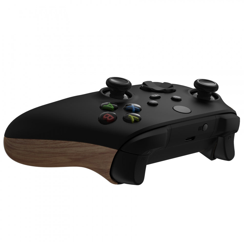 eXtremeRate Retail Wood Grain Touch Grip Back Panels, Comfortable Non-Slip Side Rails Handles, Game Improvement Replacement Parts for Xbox Series S / X Controller - Controller NOT Included - PX3S215