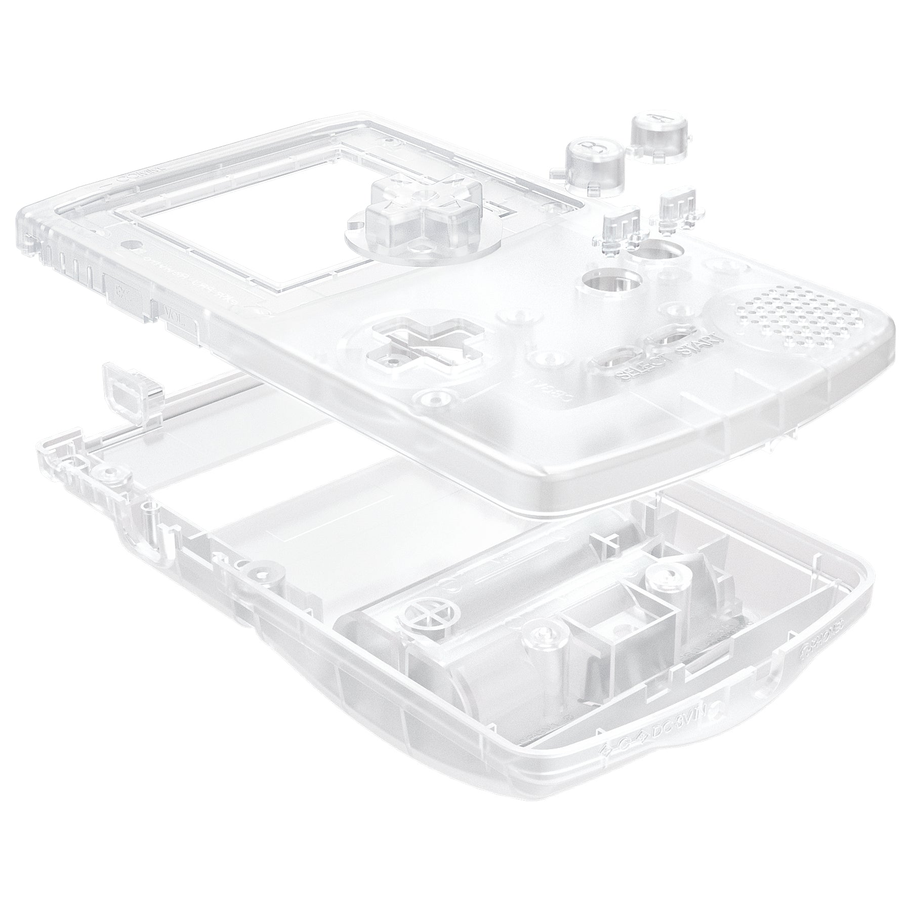 eXtremeRate Retail IPS Ready Upgraded eXtremeRate Transparent Clear Replacement Shell Full Housing Cover & Buttons for Gameboy Color - Fit for GBC OSD IPS & Regular IPS & Standard LCD - Console & IPS Screen NOT Included - QCBM5001