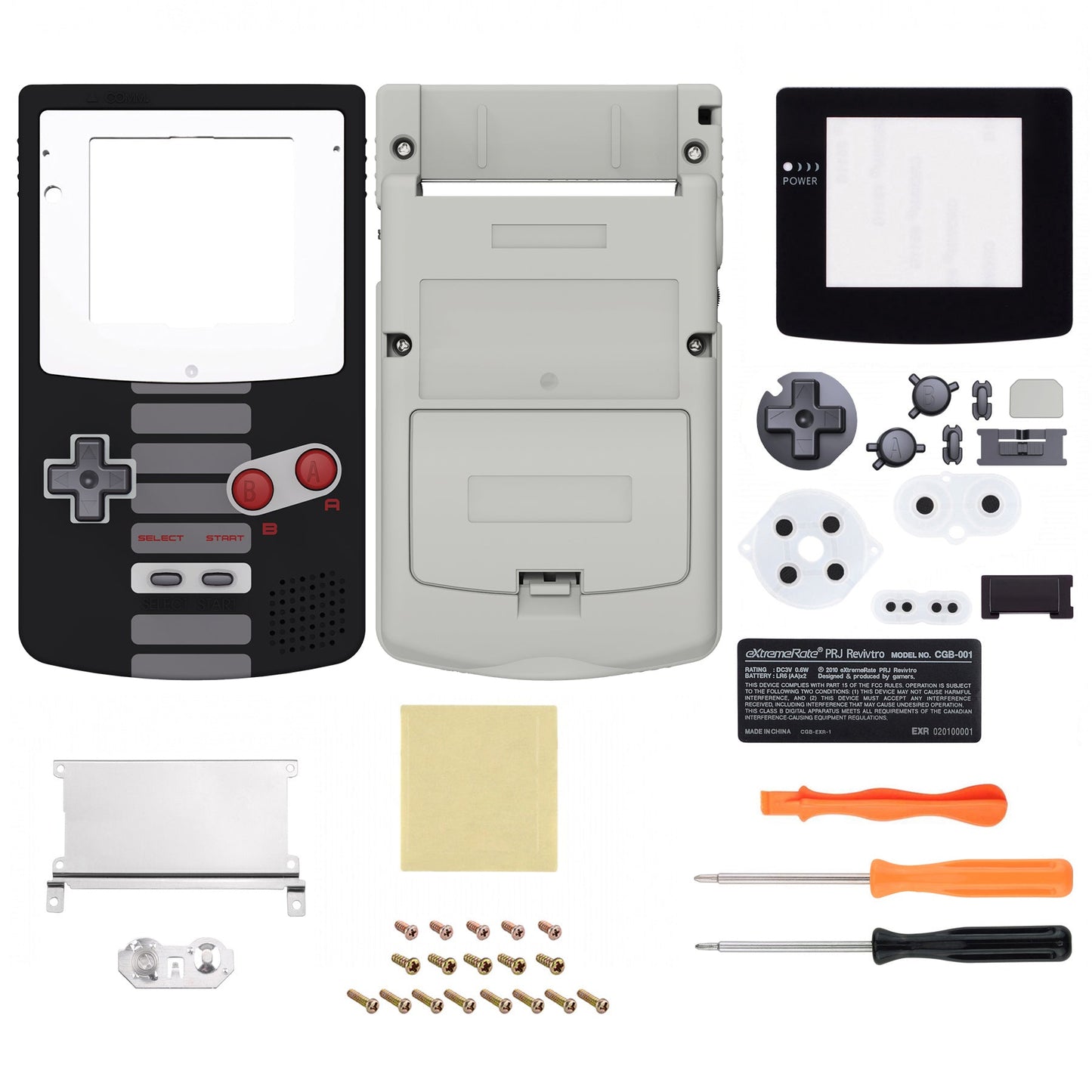 eXtremeRate Retail IPS Ready Upgraded Classics NES Style Replacement Shell Full Housing Cover with Buttons for Gameboy Color - Fit for GBC OSD IPS & Regular IPS & Standard LCD - Console & IPS Screen NOT Included - QCBT1037