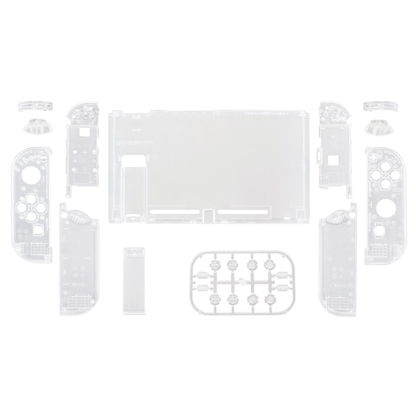 eXtremeRate Retail Transparent Clear Back Plate for Nintendo Switch Console, NS Joycon Handheld Controller Housing with Full Set Buttons, DIY Replacement Shell for Nintendo Switch - QM501