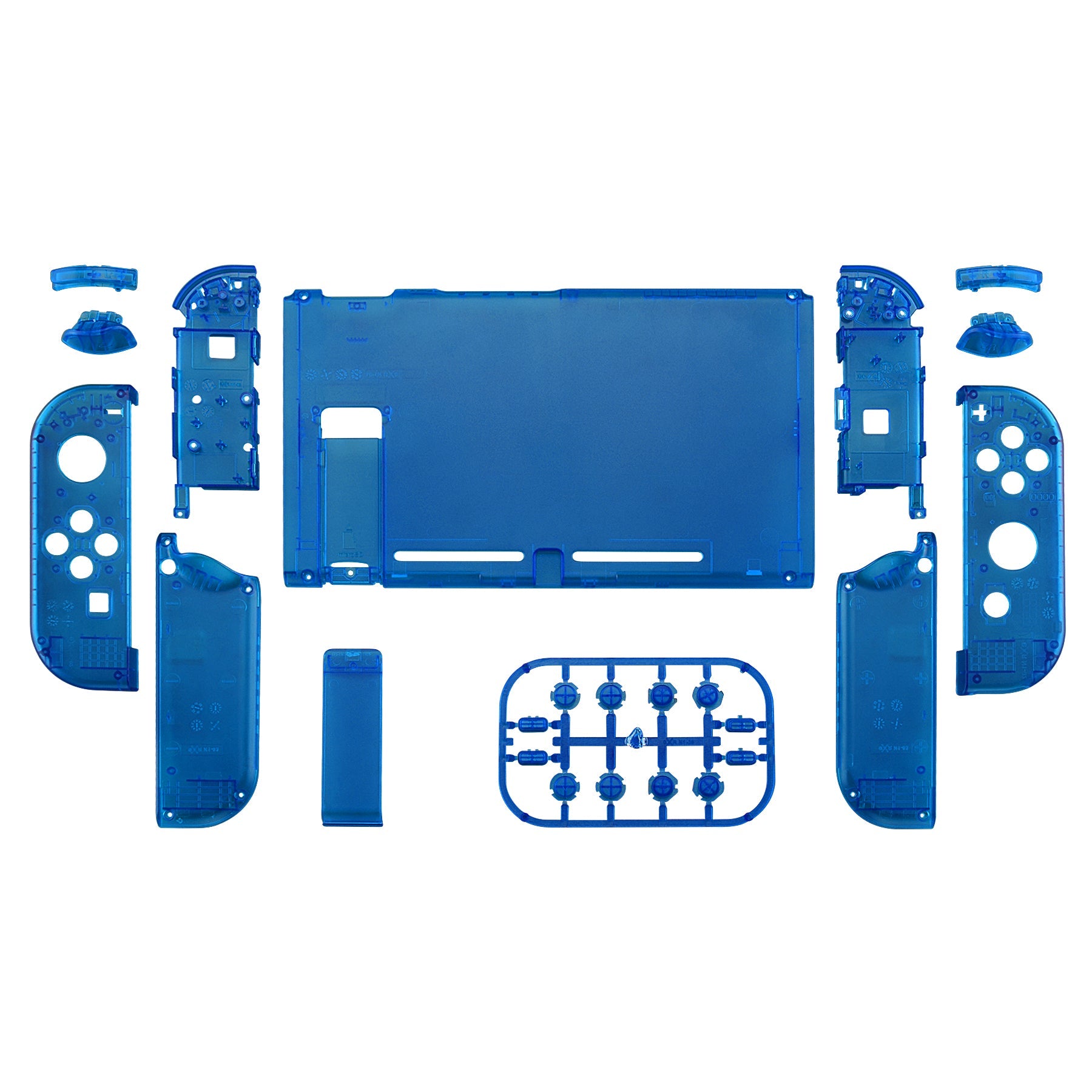 eXtremeRate Retail Transparent Clear Blue Back Plate for Nintendo Switch Console, NS Joycon Handheld Controller Housing with Full Set Buttons, DIY Replacement Shell for Nintendo Switch - QM504