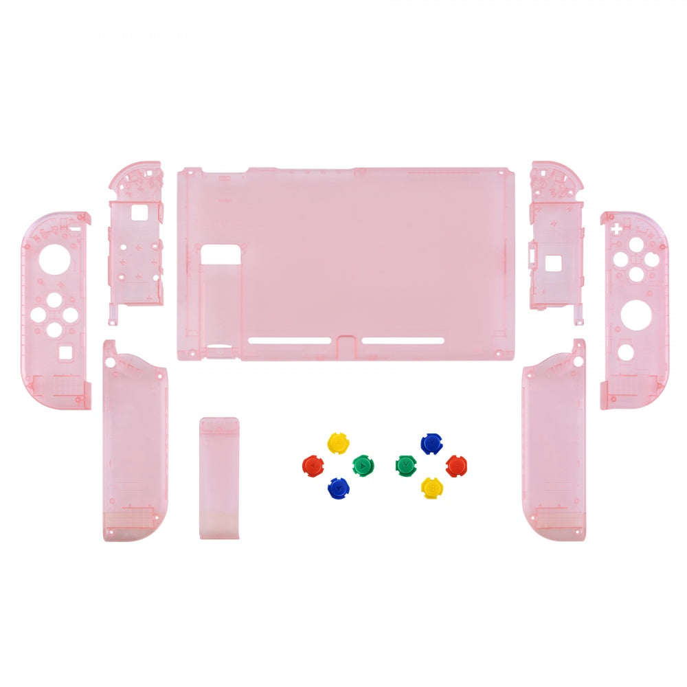 eXtremeRate Retail Back Plate for Nintendo Switch Console, NS Joycon Handheld Controller Housing with Colorful Buttons, DIY Replacement Shell for Nintendo Switch -Cherry Pink - QM507