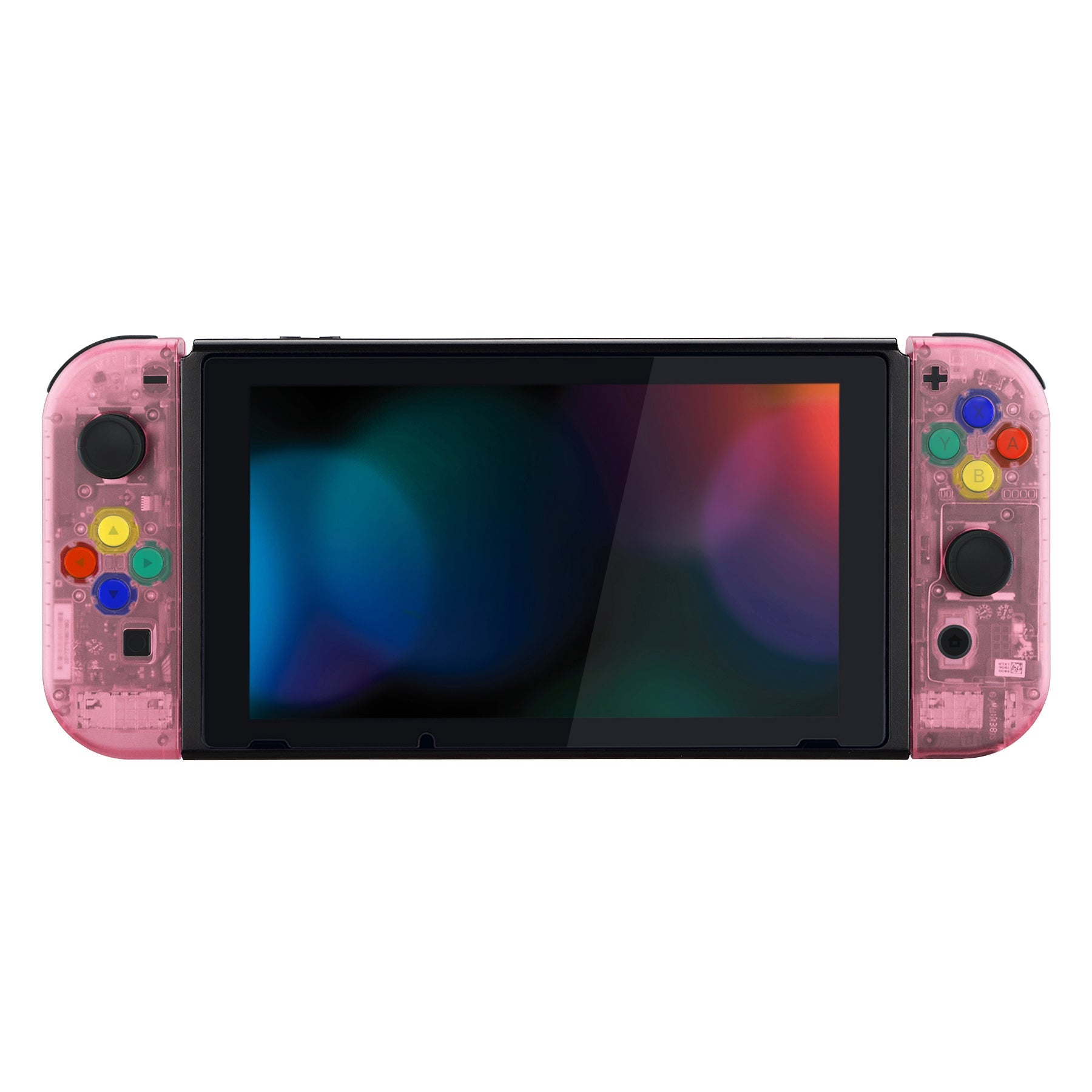 eXtremeRate Retail Back Plate for Nintendo Switch Console, NS Joycon Handheld Controller Housing with Colorful Buttons, DIY Replacement Shell for Nintendo Switch -Cherry Pink - QM507