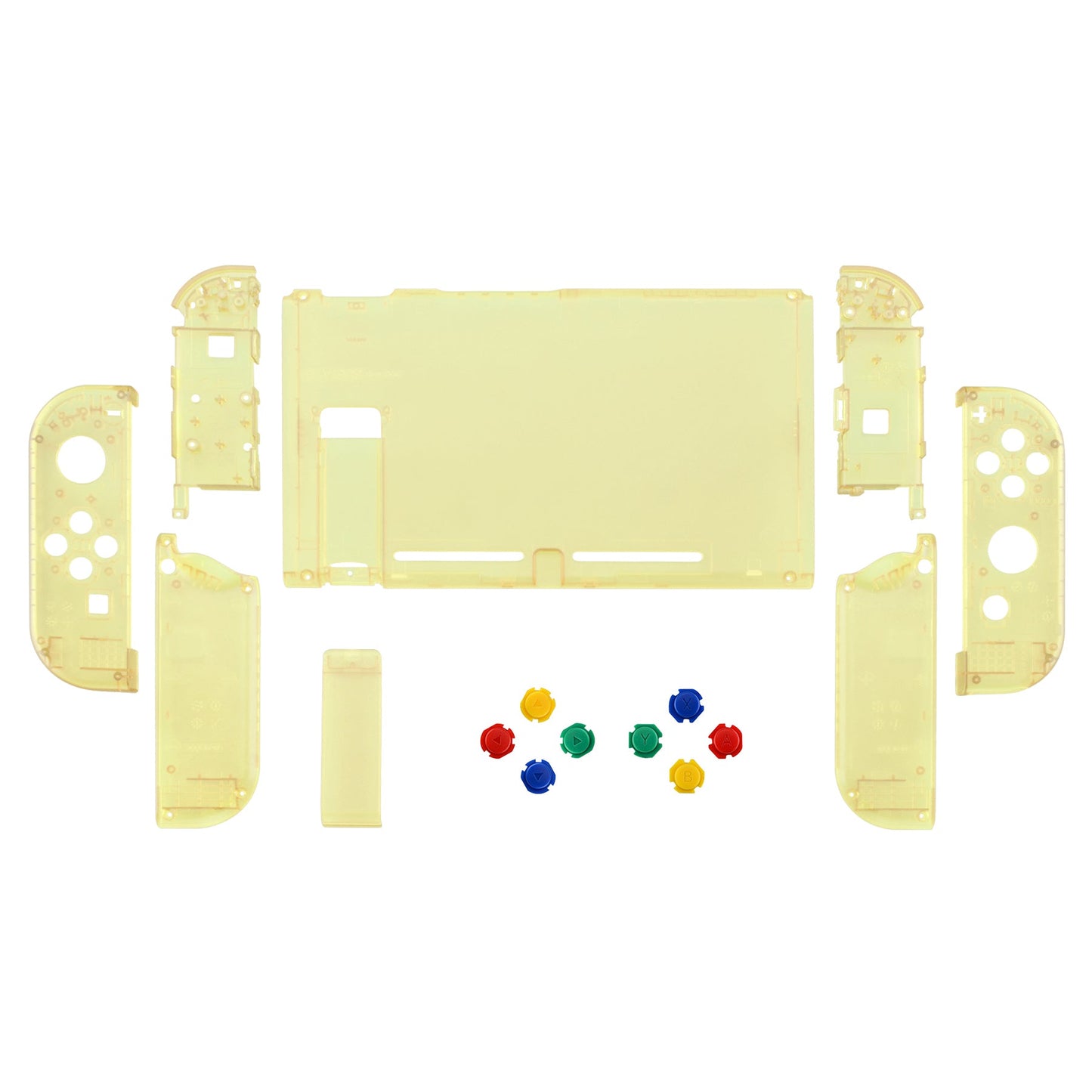 eXtremeRate Retail Back Plate for Nintendo Switch Console, NS Joycon Handheld Controller Housing with Colorful Buttons, DIY Replacement Shell for Nintendo Switch -Amber Yellow - QM509