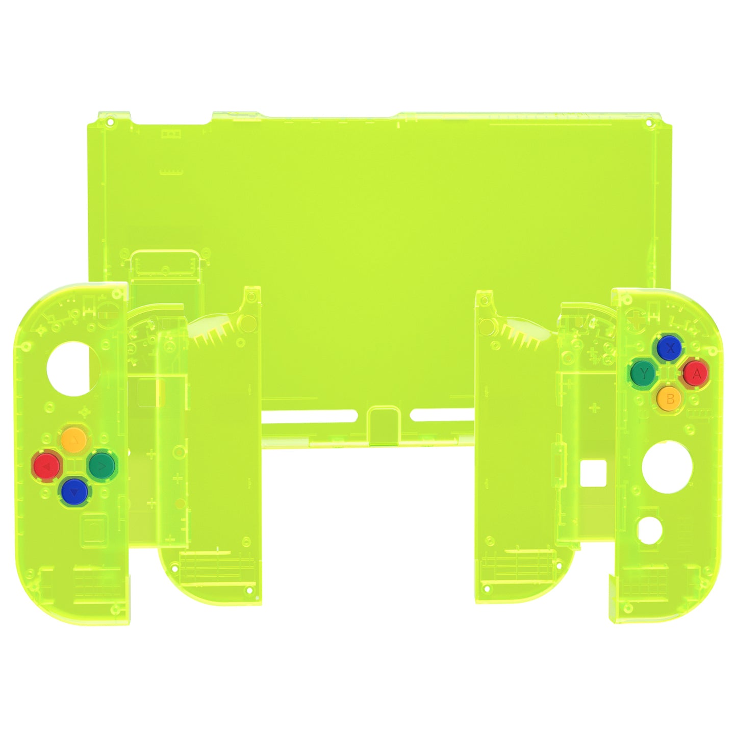 eXtremeRate Retail Clear Lime Green Back Plate for NS Switch Console, NS Joycon Handheld Controller Housing with Full Set Buttons, DIY Replacement Shell for Nintendo Switch - QM511