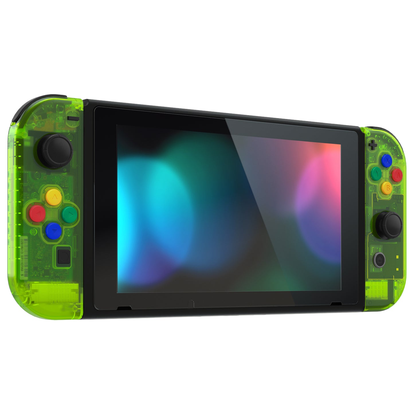 eXtremeRate Retail Clear Lime Green Back Plate for NS Switch Console, NS Joycon Handheld Controller Housing with Full Set Buttons, DIY Replacement Shell for Nintendo Switch - QM511