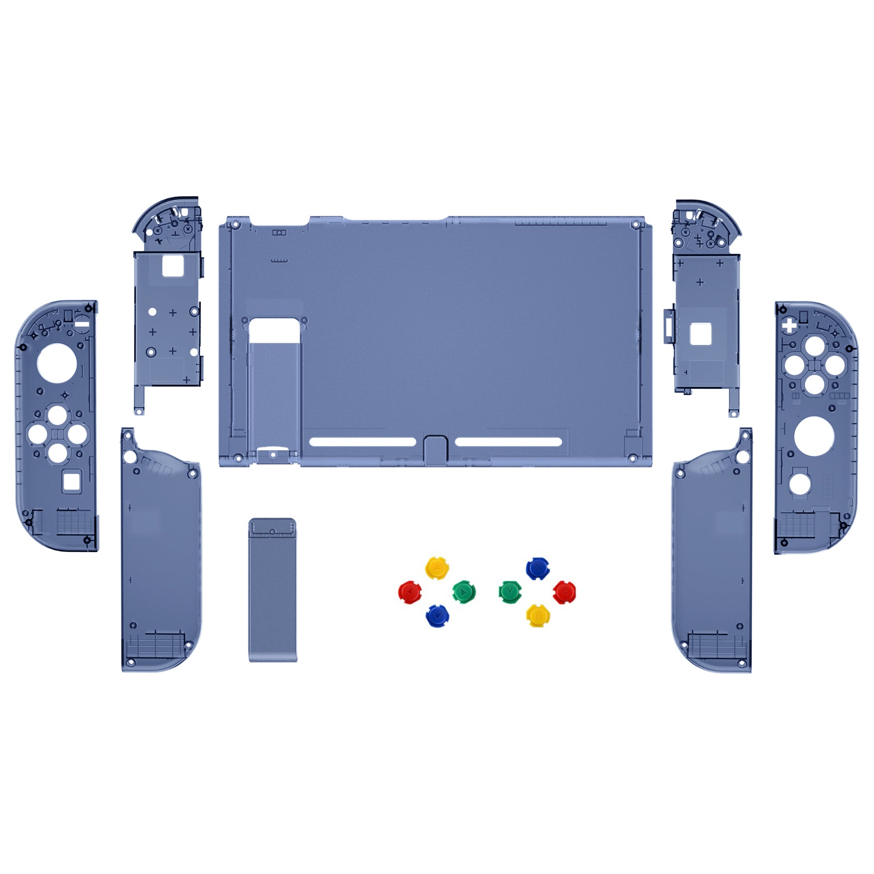 eXtremeRate Retail Clear Deep Ocean Blue Back Plate for NS Switch Console, NS Joycon Handheld Controller Housing with Full Set Buttons, DIY Replacement Shell for Nintendo Switch - QM512