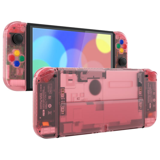 eXtremeRate Retail Cherry Pink Custom Full Set Shell for Nintendo Switch OLED, DIY Replacement Console Back Plate & Kickstand, NS Joycon Handheld Controller Housing with Colorful Buttons for Nintendo Switch OLED - QNSOM5004