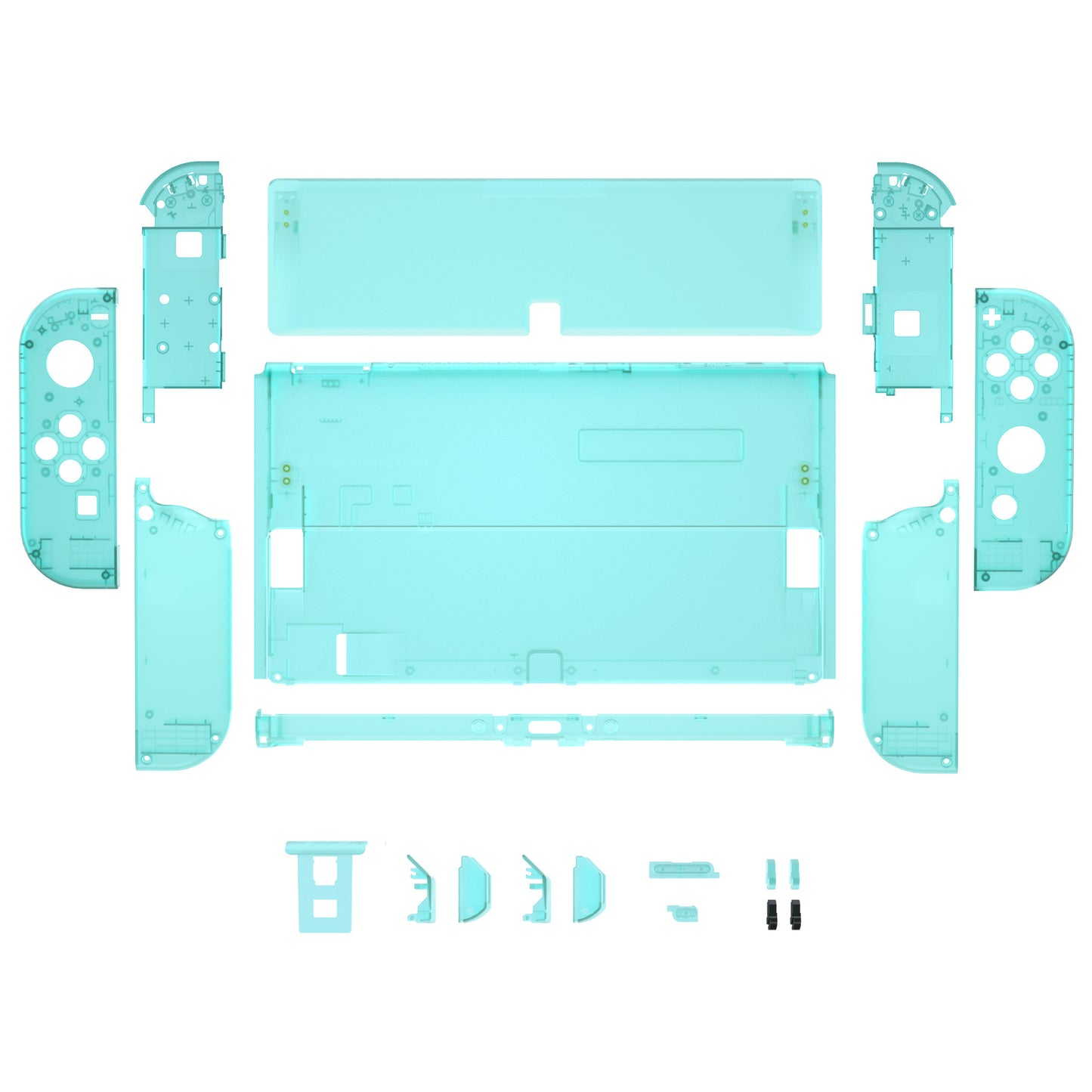 eXtremeRate Retail Emerald Green Custom Full Set Shell for Nintendo Switch OLED, DIY Replacement Console Back Plate & Kickstand, NS Joycon Handheld Controller Housing with Colorful Buttons for Nintendo Switch OLED - QNSOM5007