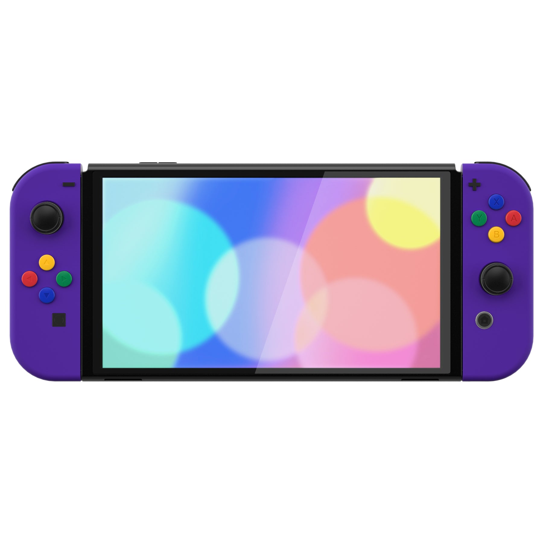 eXtremeRate Retail Purple Soft Touch Full Set Shell for Nintendo Switch OLED, Replacement Console Back Plate & Metal Kickstand, NS Joycon Handheld Controller Housing & Buttons for Nintendo Switch OLED - QNSOP3009