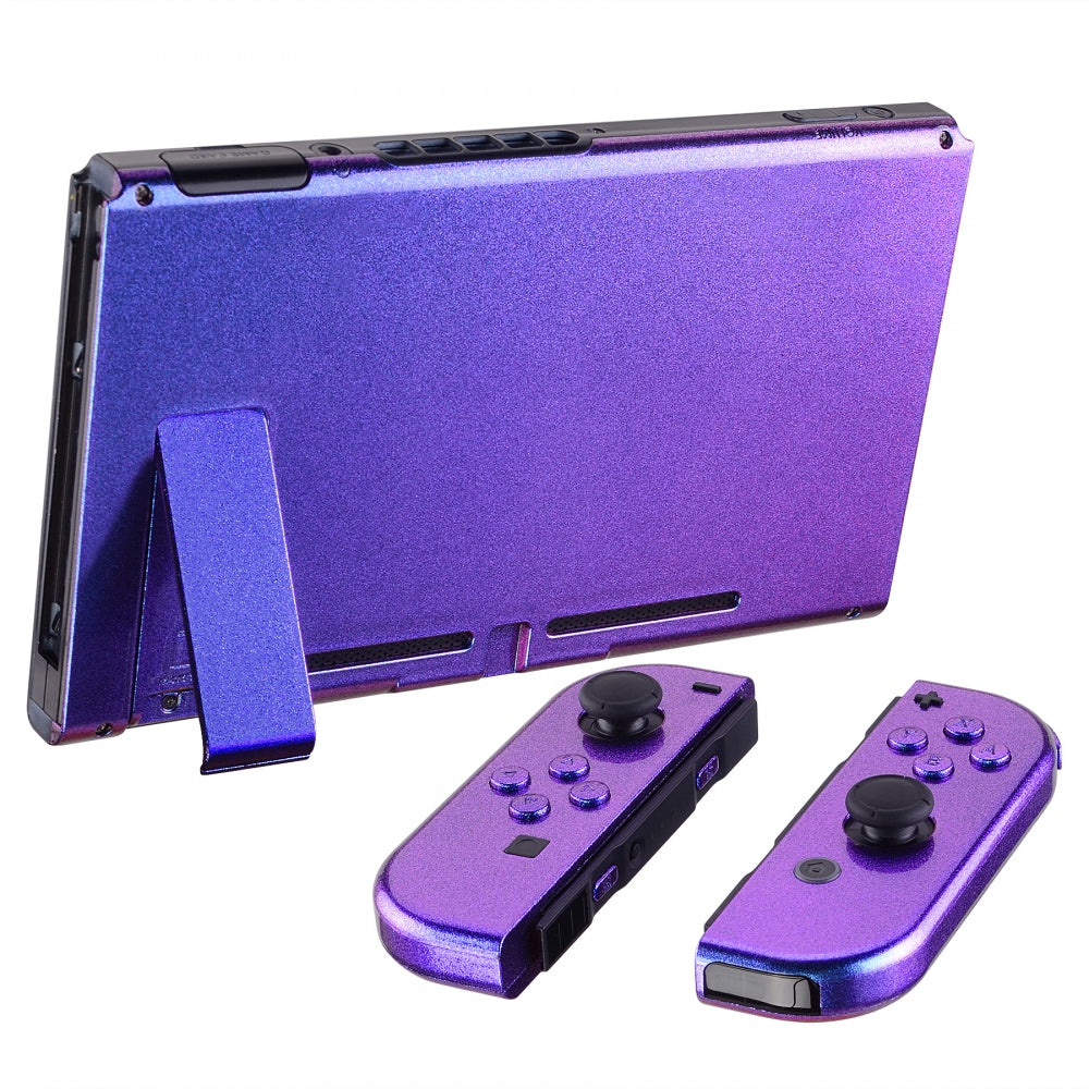 eXtremeRate Retail Chamillionaire Glossy Handheld Console Back Plate, Joycon Handheld Controller Housing Shell With Full Set Buttons DIY Replacement Part for Nintendo Switch - QP301