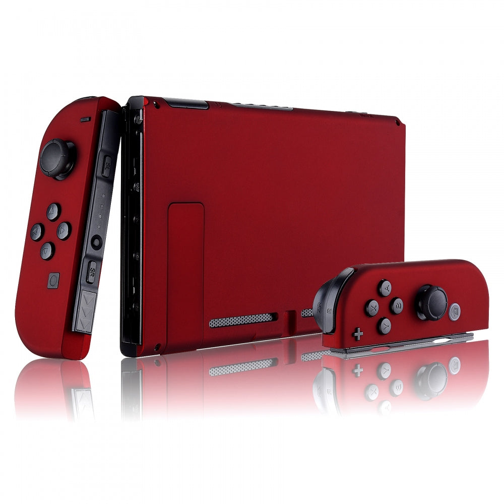 eXtremeRate Retail Soft Touch Grip Red Handheld Console Back Plate, Joycon Handheld Controller Housing Shell With Full Set Buttons DIY Replacement Part for Nintendo Switch - QP302