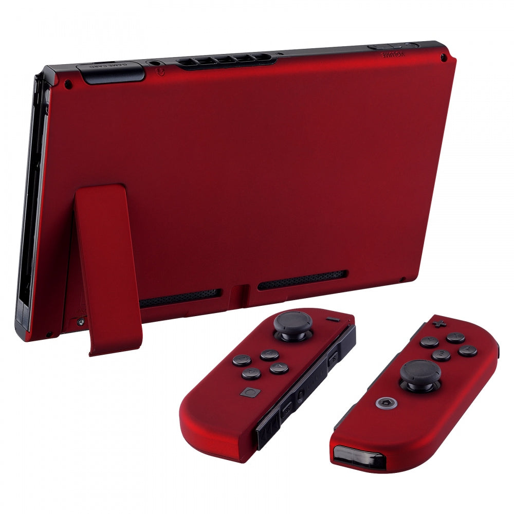 eXtremeRate Retail Soft Touch Grip Red Handheld Console Back Plate, Joycon Handheld Controller Housing Shell With Full Set Buttons DIY Replacement Part for Nintendo Switch - QP302