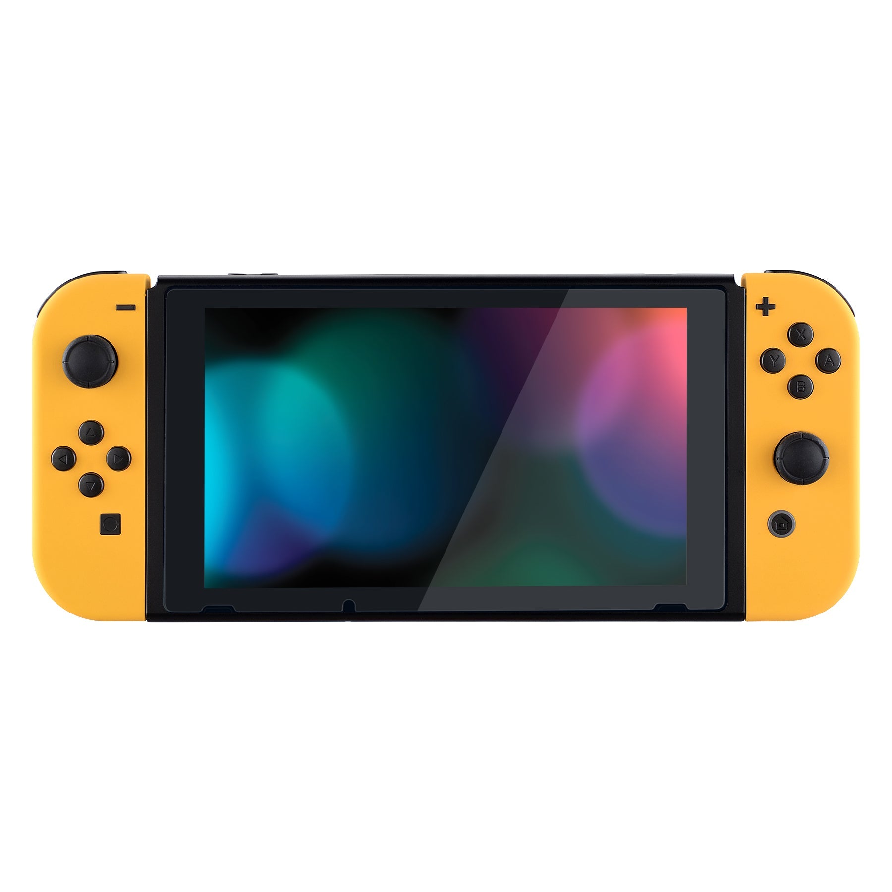 eXtremeRate Retail Soft Touch Grip Caution Yellow Handheld Console Back Plate, Joycon Handheld Controller Housing Shell With Full Set Buttons DIY Replacement Part for Nintendo Switch - QP305