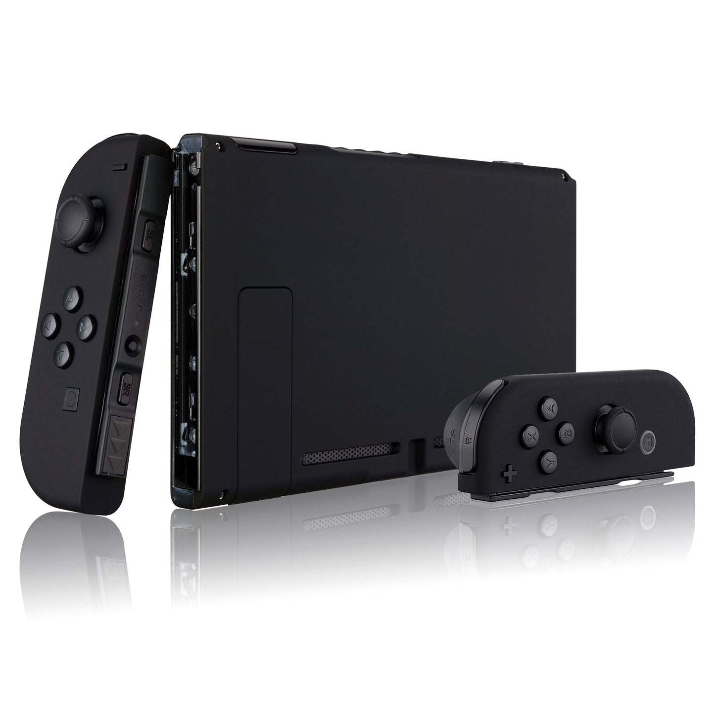 eXtremeRate Retail Soft Touch Grip Back Plate for Nintendo Switch Console, NS Joycon Handheld Controller Housing with Full Set Buttons, DIY Replacement Shell for Nintendo Switch - Black - QP310