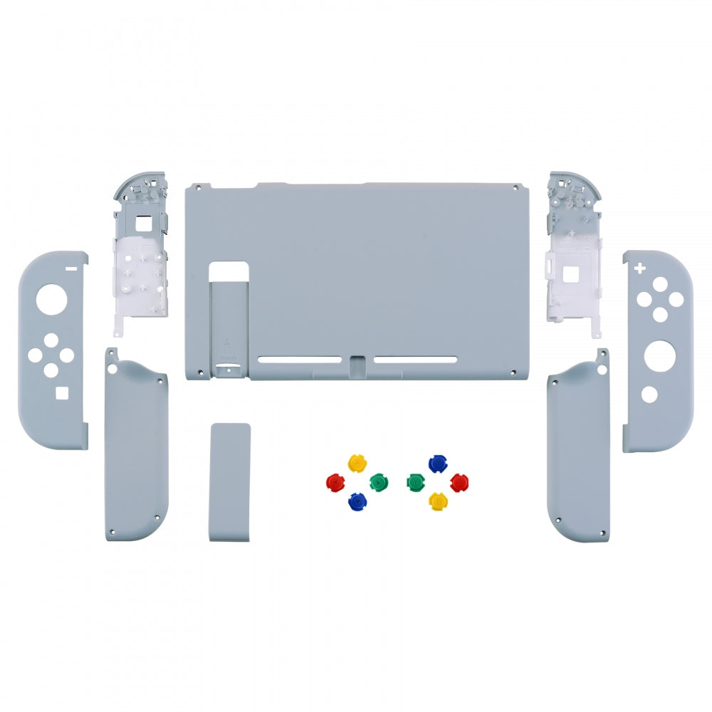 eXtremeRate Retail New Hope Gray Soft Touch Grip Back Plate for Nintendo Switch Console, NS Joycon Handheld Controller Housing with Colorful Buttons, DIY Replacement Shell for Nintendo Switch - QP326