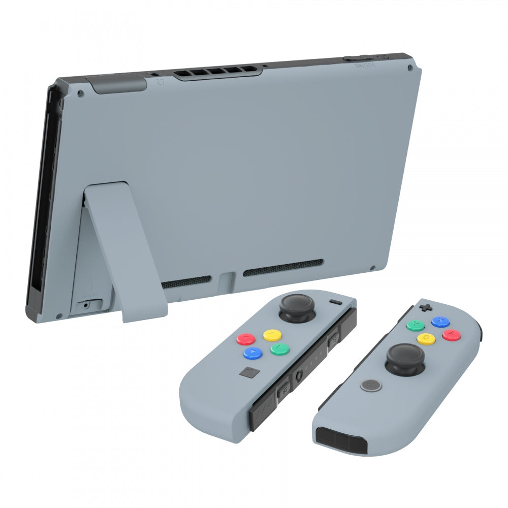 eXtremeRate Retail New Hope Gray Soft Touch Grip Back Plate for Nintendo Switch Console, NS Joycon Handheld Controller Housing with Colorful Buttons, DIY Replacement Shell for Nintendo Switch - QP326