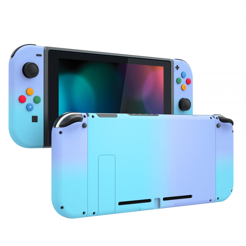 eXtremeRate Retail Gradient Violet Blue Back Plate for Nintendo Switch Console, NS Joycon Handheld Controller Housing with Colorful Buttons, DIY Replacement Shell for Nintendo Switch - QP332